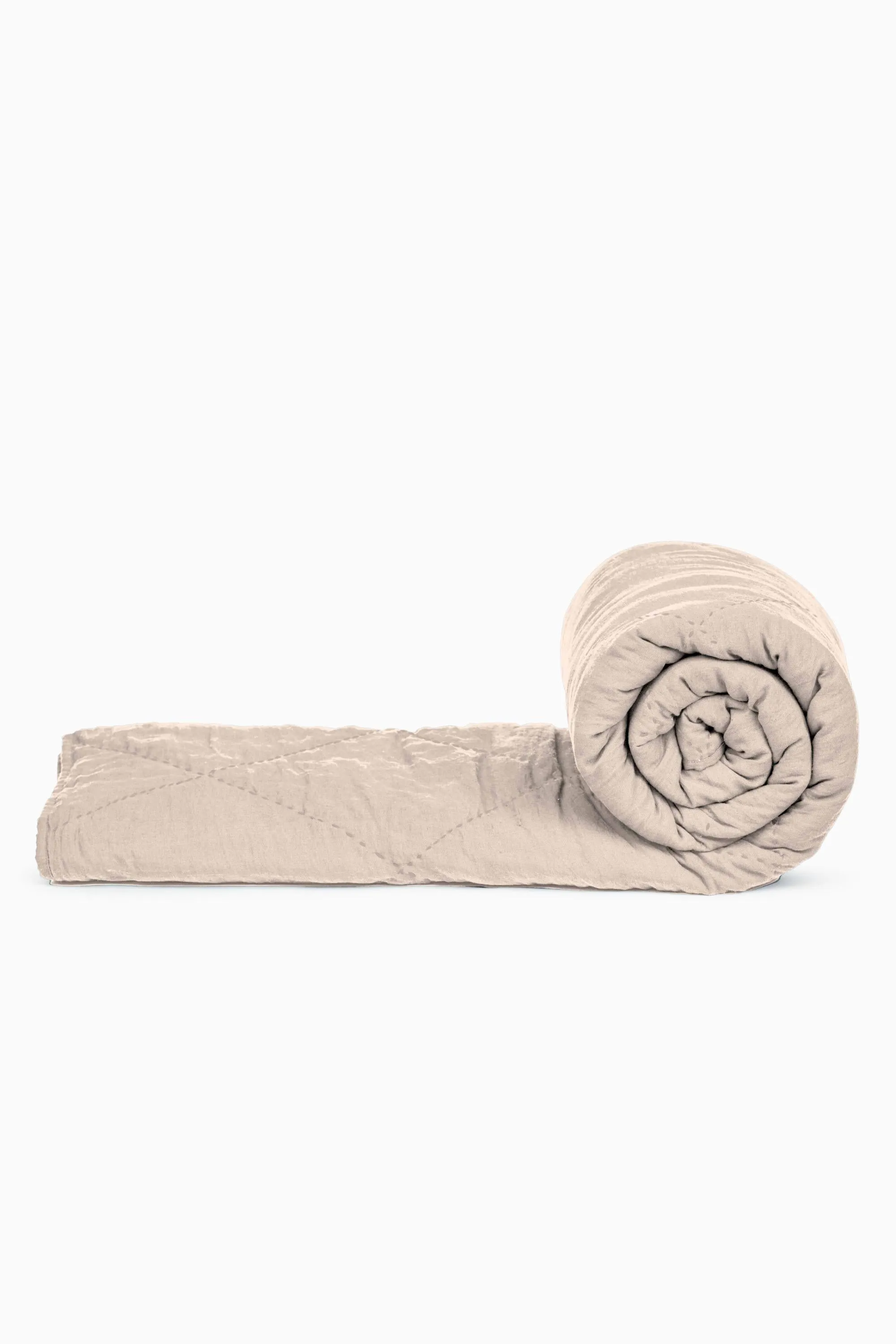 Linen Monotone Hand Quilted Quilt-Vanilla Sky