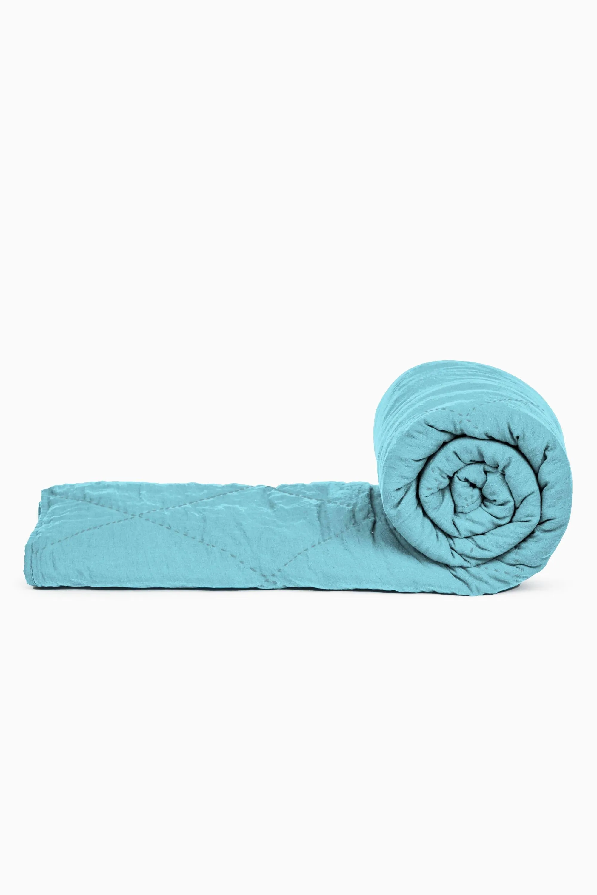 Linen Monotone Hand Quilted Quilt-Vanilla Sky