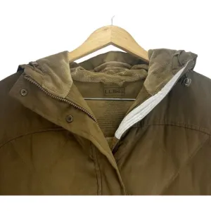 LL‎ Bean Quilted Down Winter Coat Womens Misses Size XL Brown