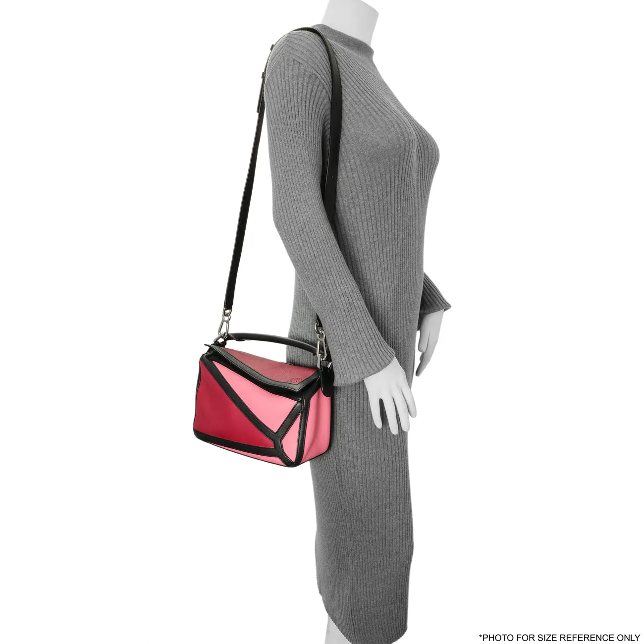 Loewe Raspberry Wild Rose Calfskin Small Graphic Puzzle Bag