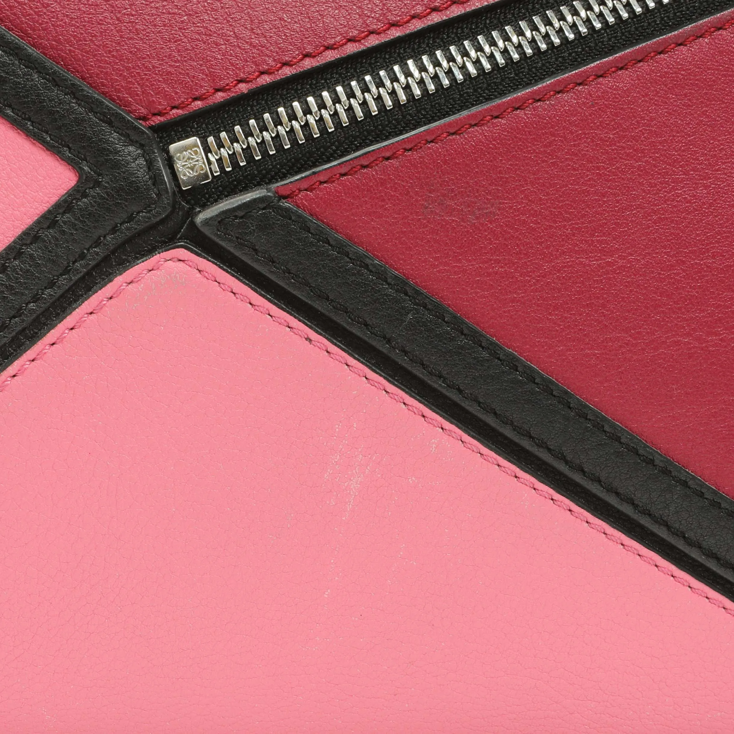 Loewe Raspberry Wild Rose Calfskin Small Graphic Puzzle Bag