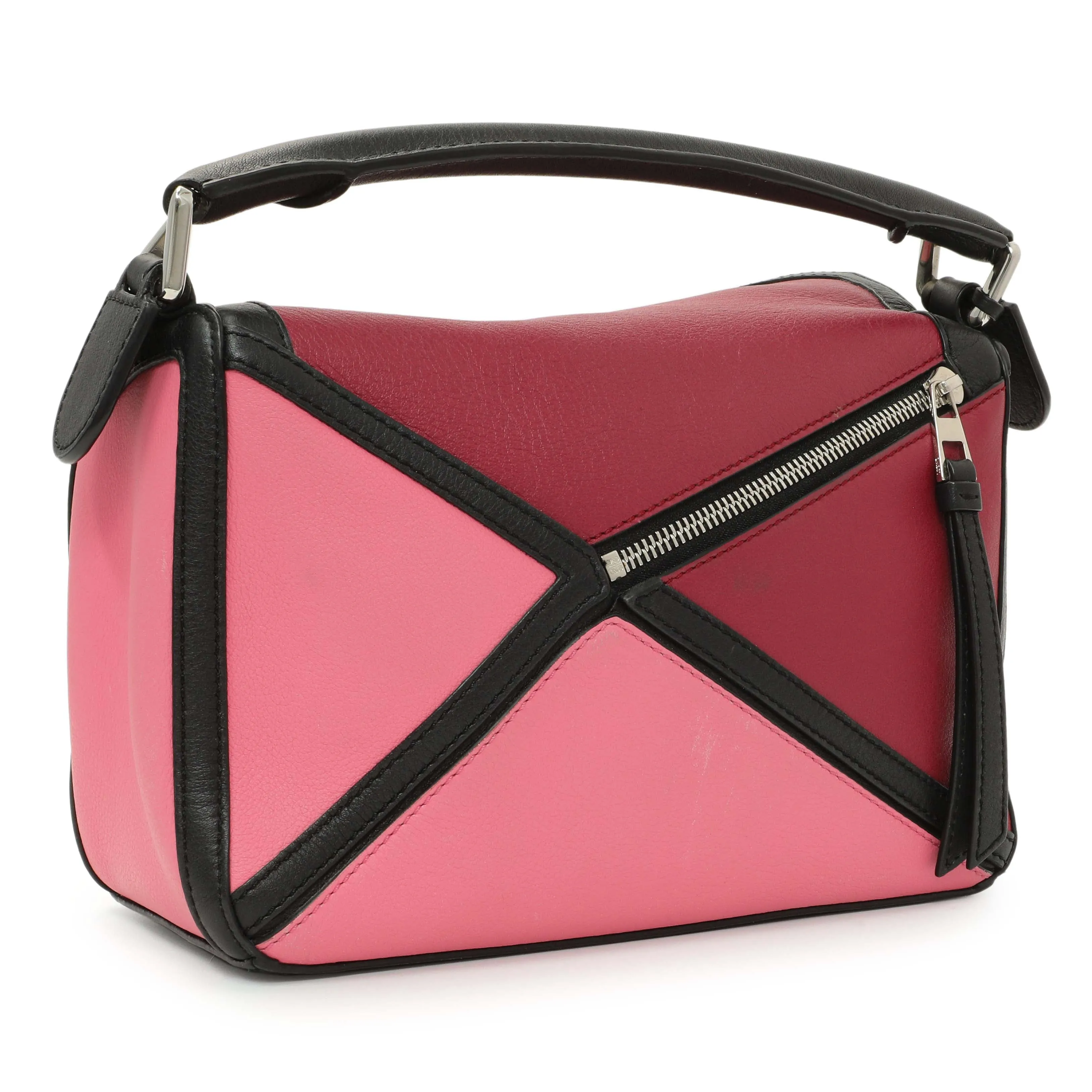 Loewe Raspberry Wild Rose Calfskin Small Graphic Puzzle Bag