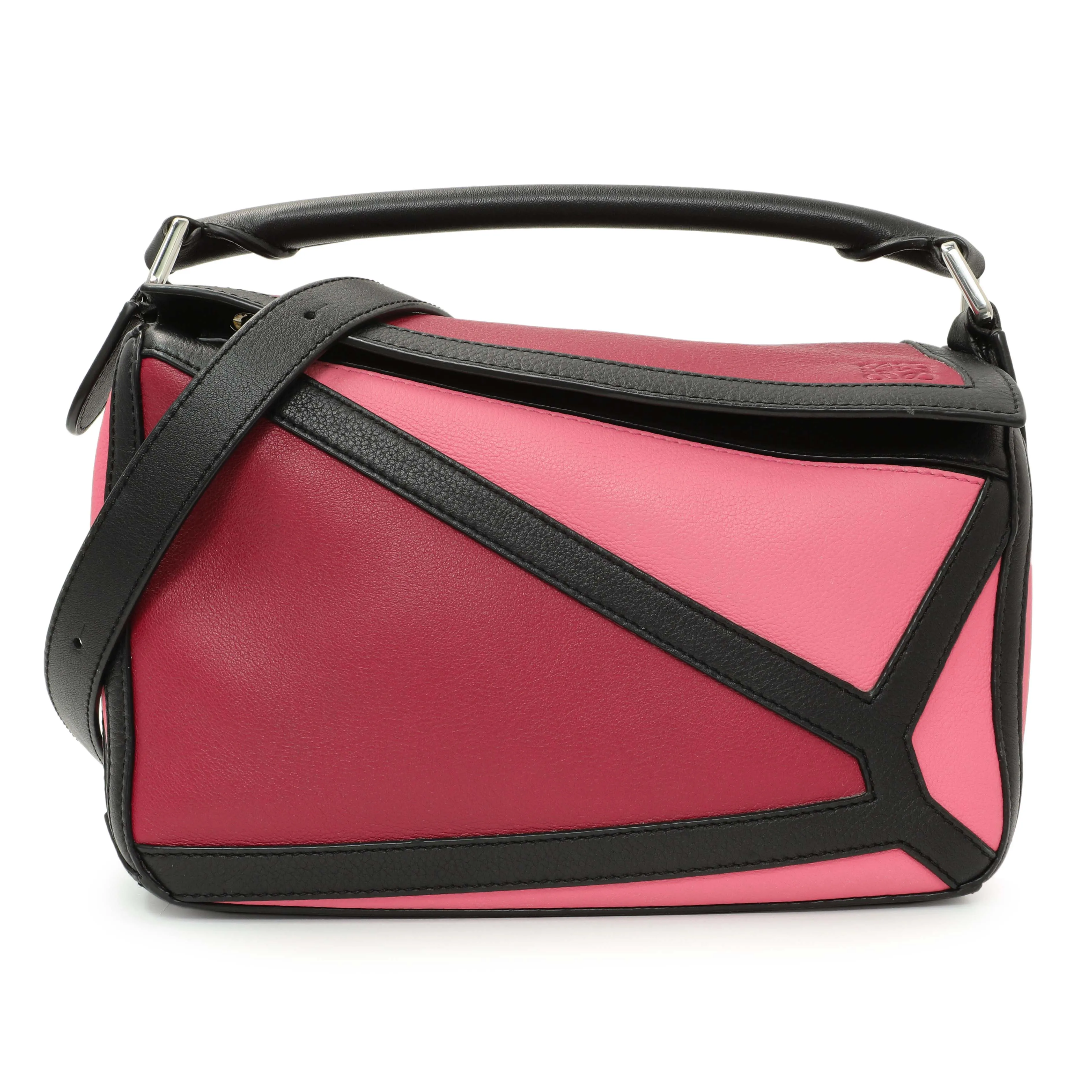 Loewe Raspberry Wild Rose Calfskin Small Graphic Puzzle Bag