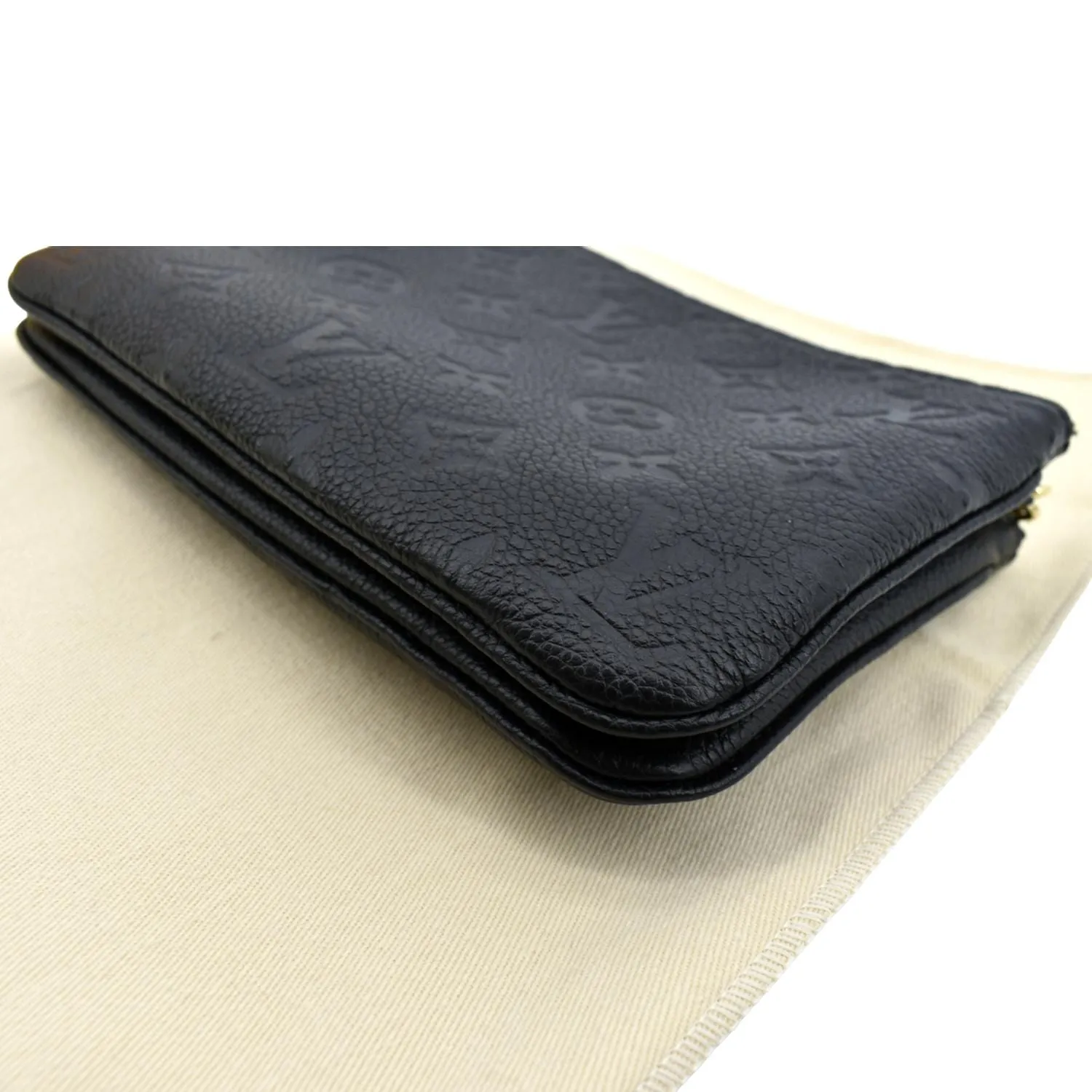 LOUIS VUITTON Double Zip Pochette Monogram Empreinte Crossbody Bag Black
