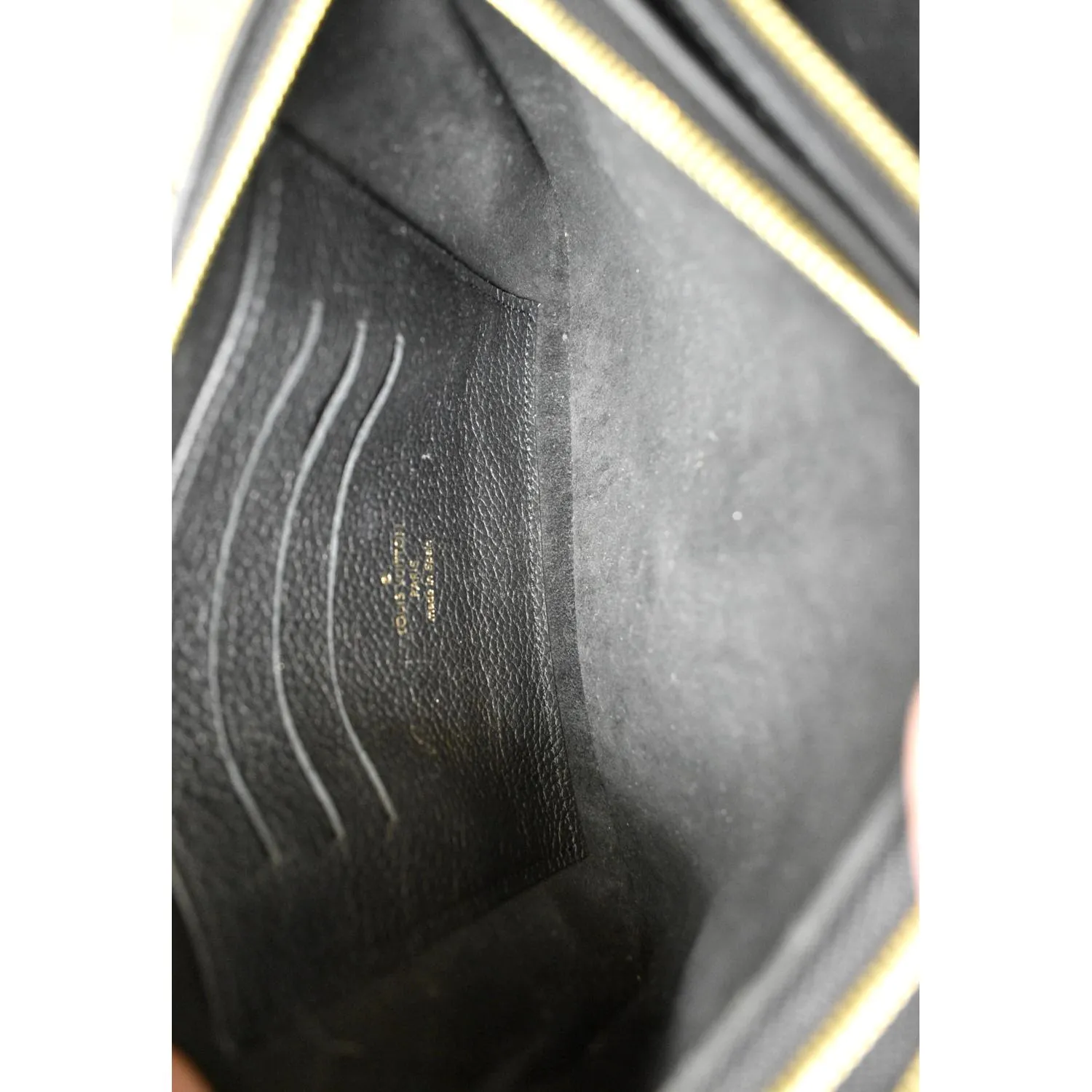 LOUIS VUITTON Double Zip Pochette Monogram Empreinte Crossbody Bag Black