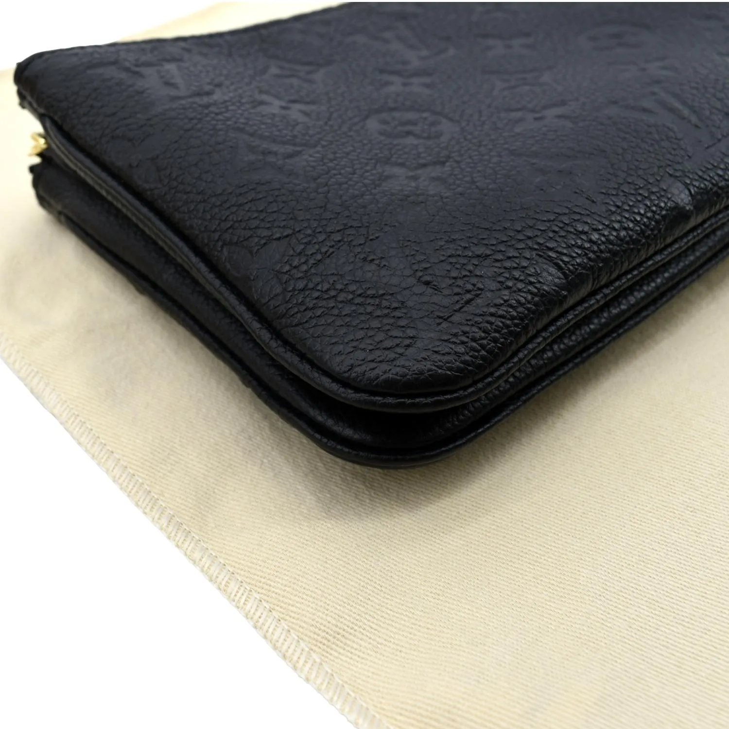 LOUIS VUITTON Double Zip Pochette Monogram Empreinte Crossbody Bag Black