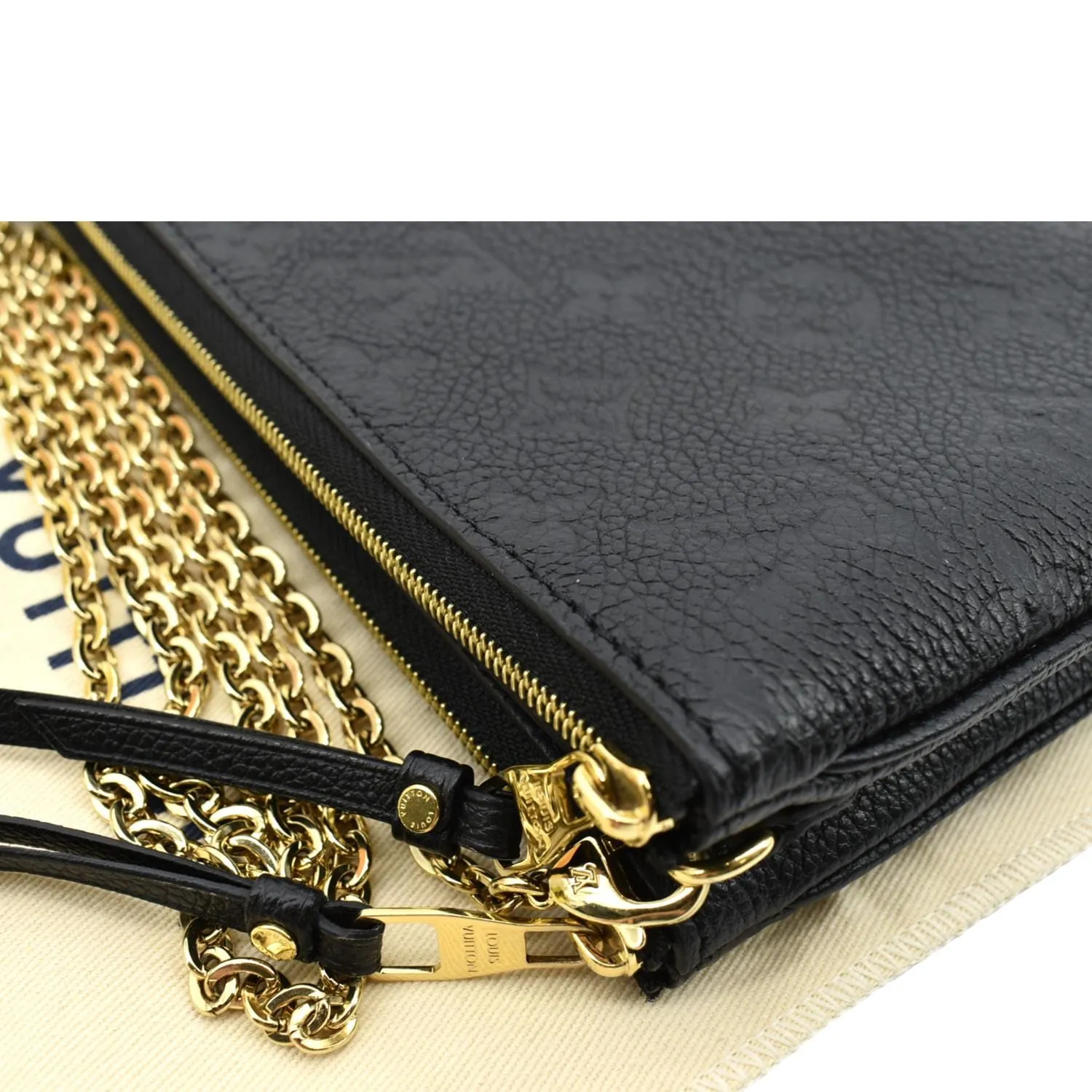 LOUIS VUITTON Double Zip Pochette Monogram Empreinte Crossbody Bag Black