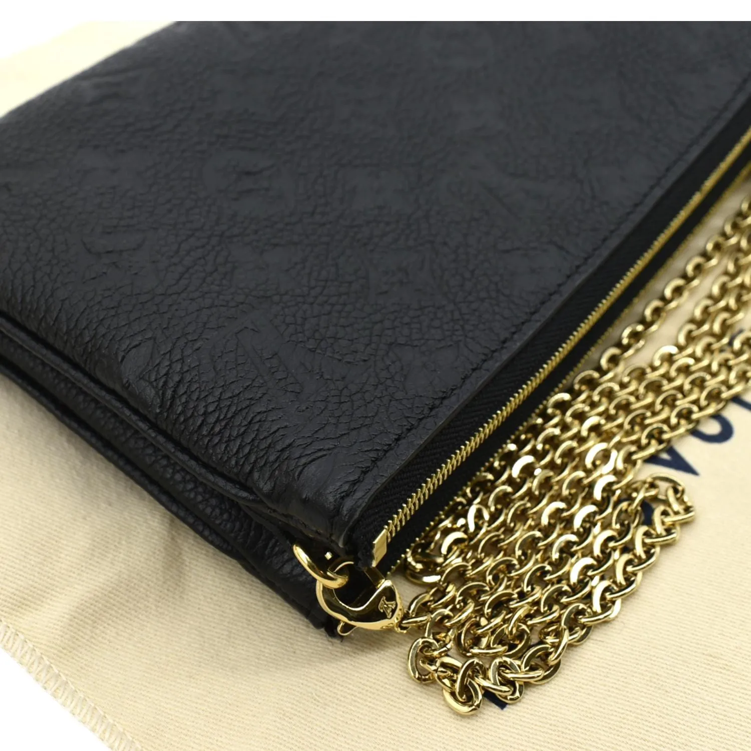 LOUIS VUITTON Double Zip Pochette Monogram Empreinte Crossbody Bag Black