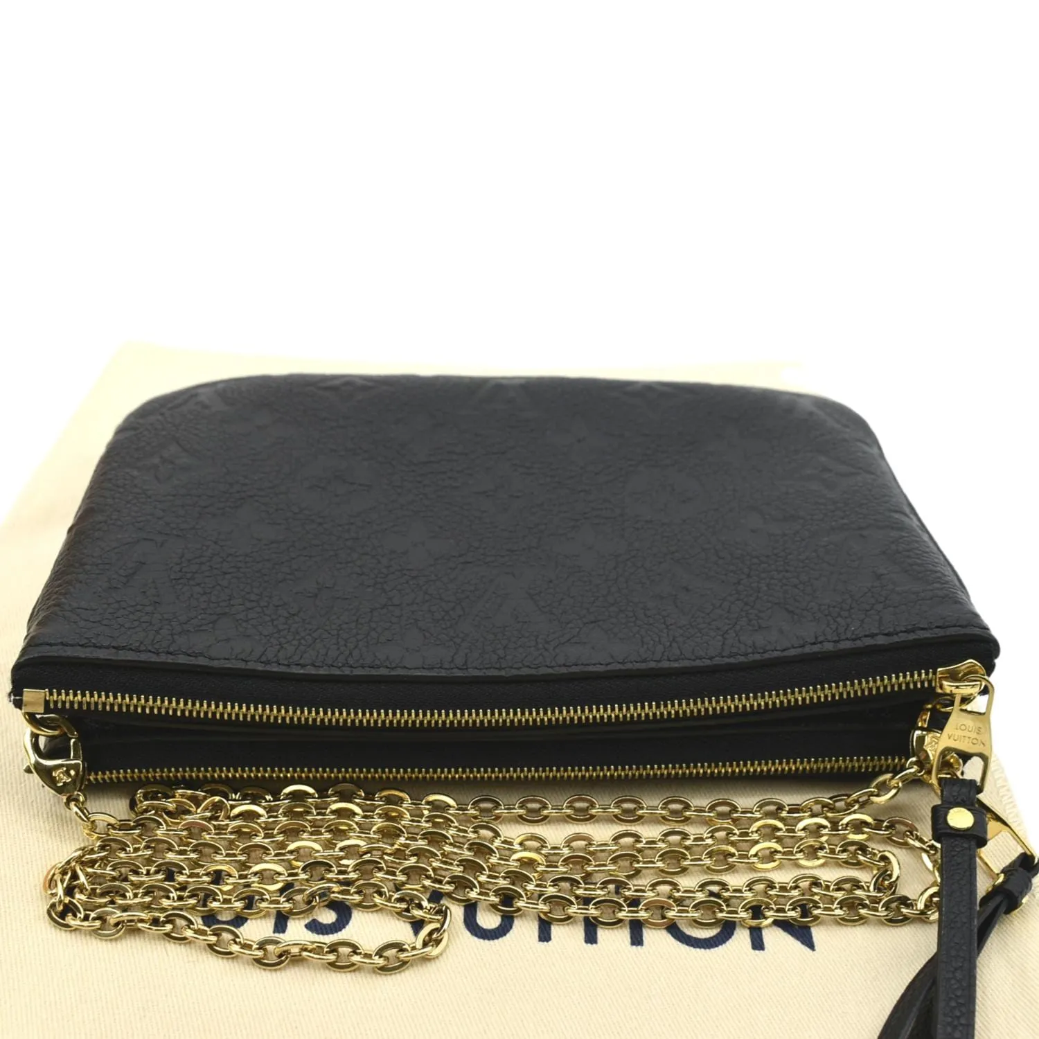 LOUIS VUITTON Double Zip Pochette Monogram Empreinte Crossbody Bag Black