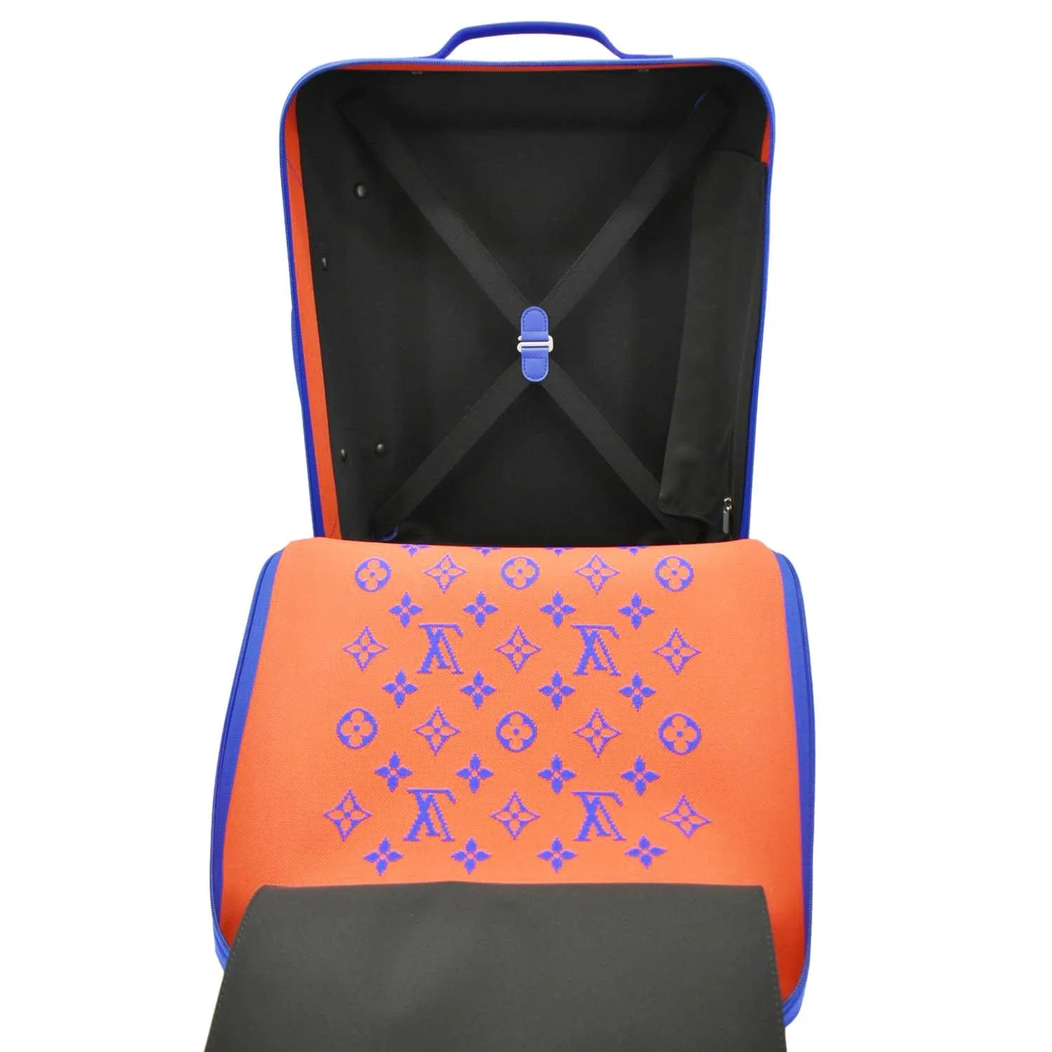 Louis Vuitton Horizon 55 4R Soft Thermoform Knit  Rolling Luggage Travel Bag Blue