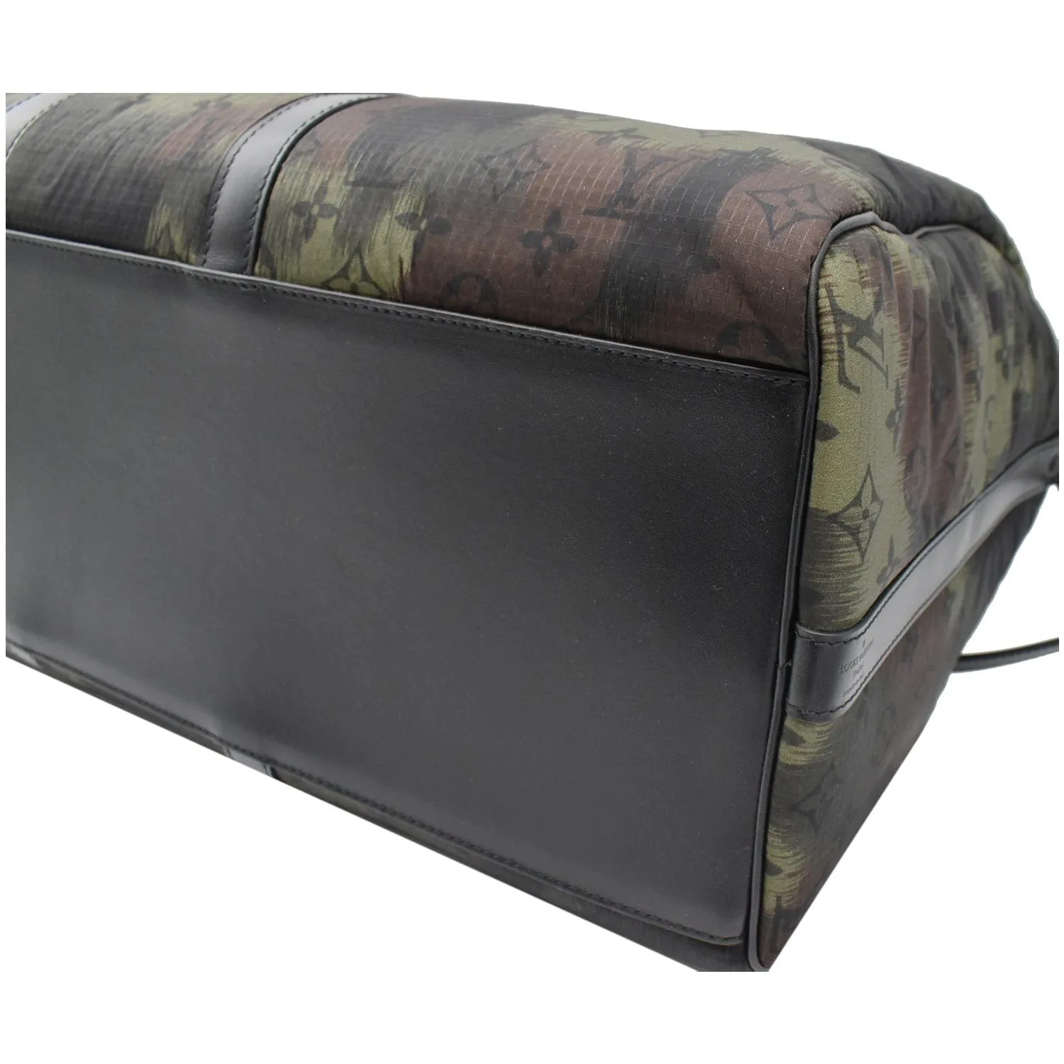 LOUIS VUITTON Keepall 50 Bandouliere Camouflage Nylon Monogram Travel Bag Black