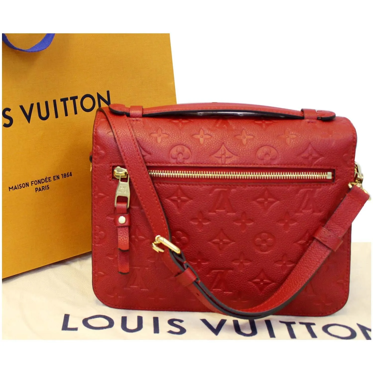 LOUIS VUITTON Metis Pochette Empreinte Leather Crossbody Bag Red