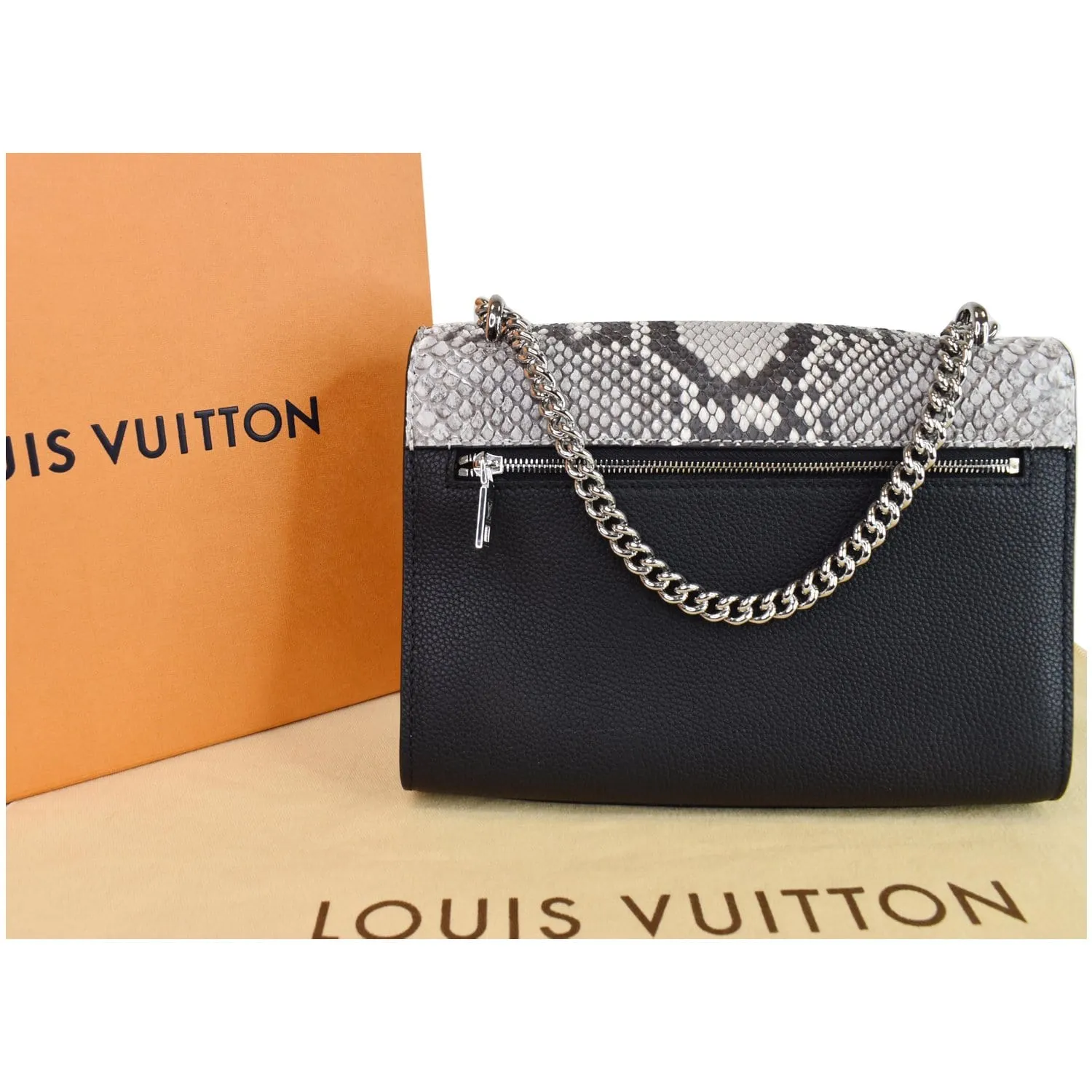 LOUIS VUITTON MyLockme BB Leather Crossbody Bag Black/Creme Beige