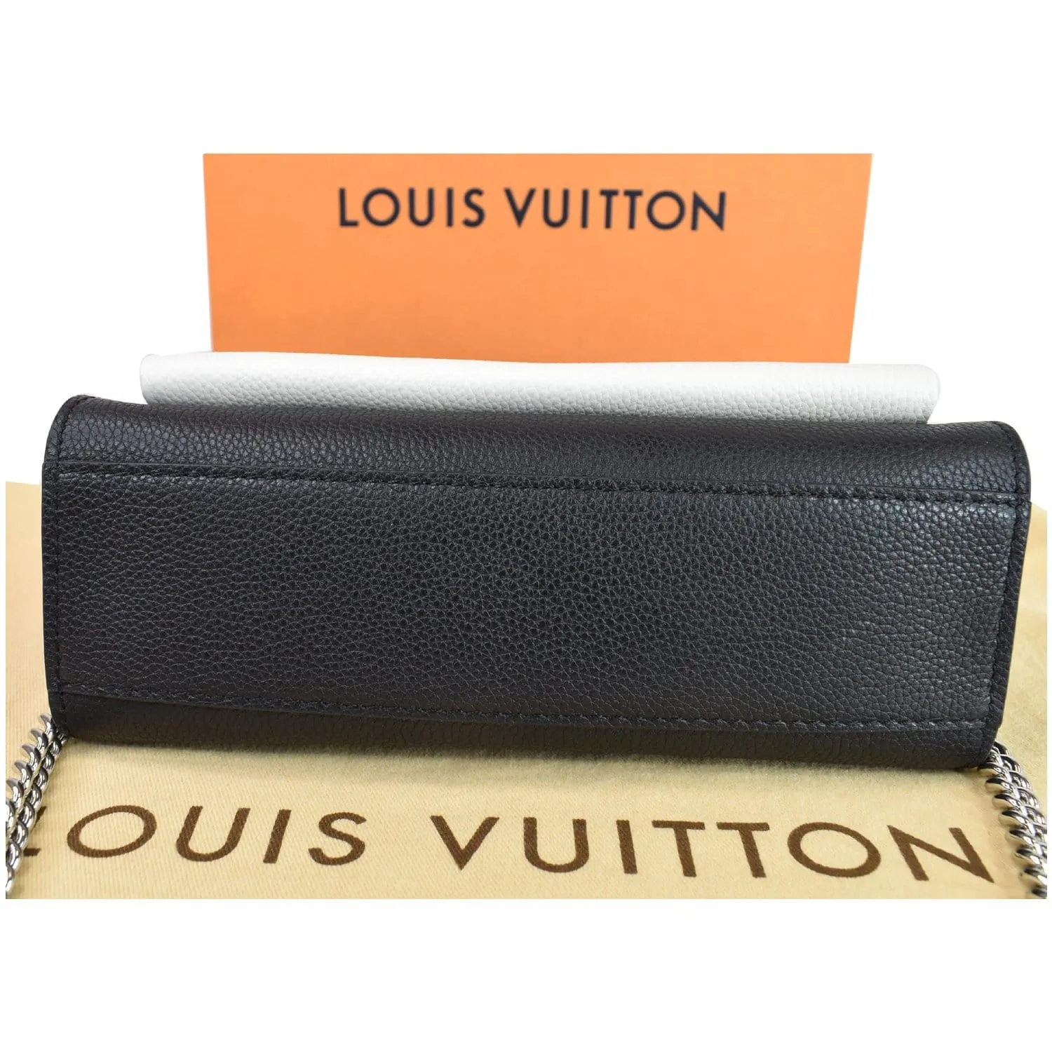 LOUIS VUITTON MyLockme BB Leather Crossbody Bag Black/Creme Beige
