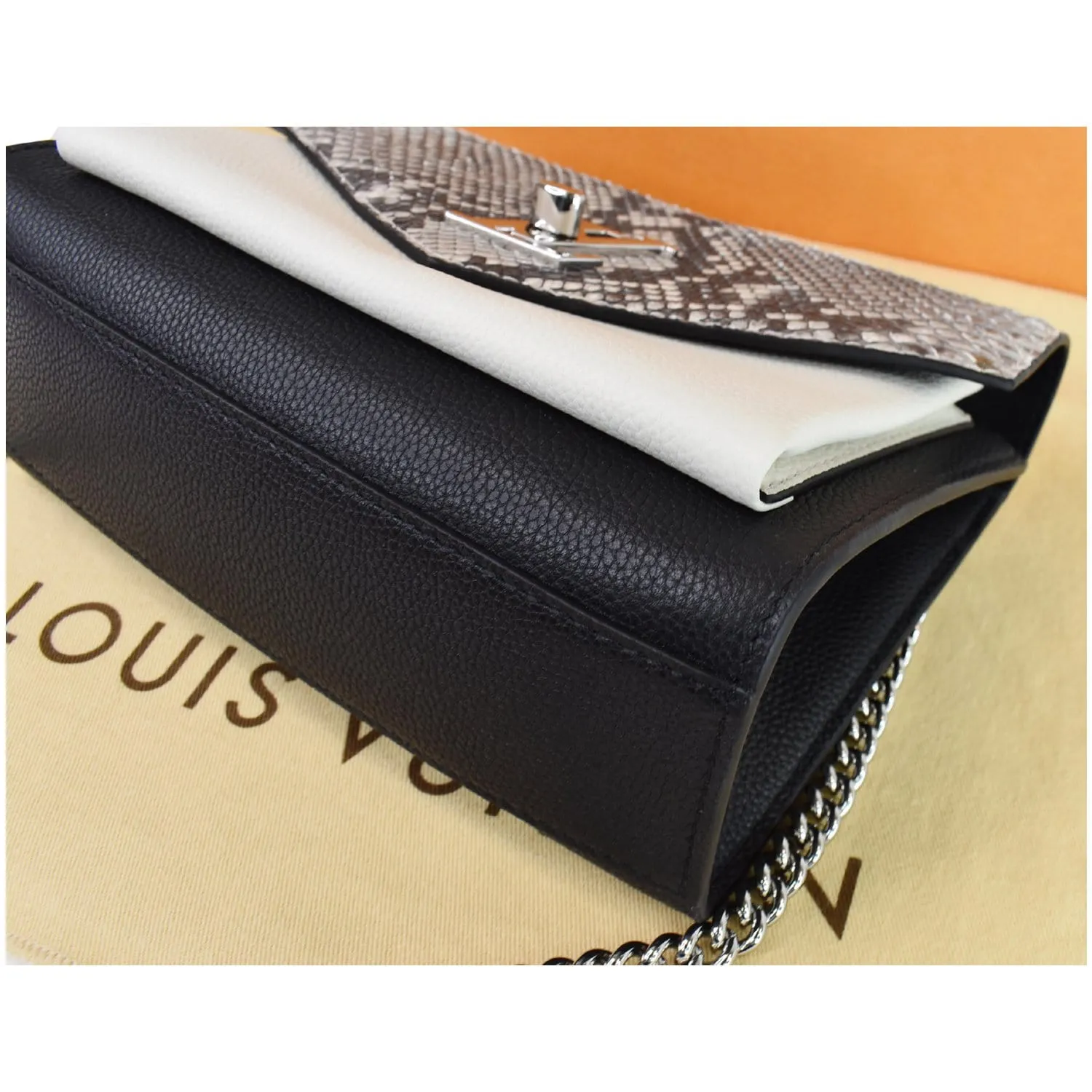 LOUIS VUITTON MyLockme BB Leather Crossbody Bag Black/Creme Beige