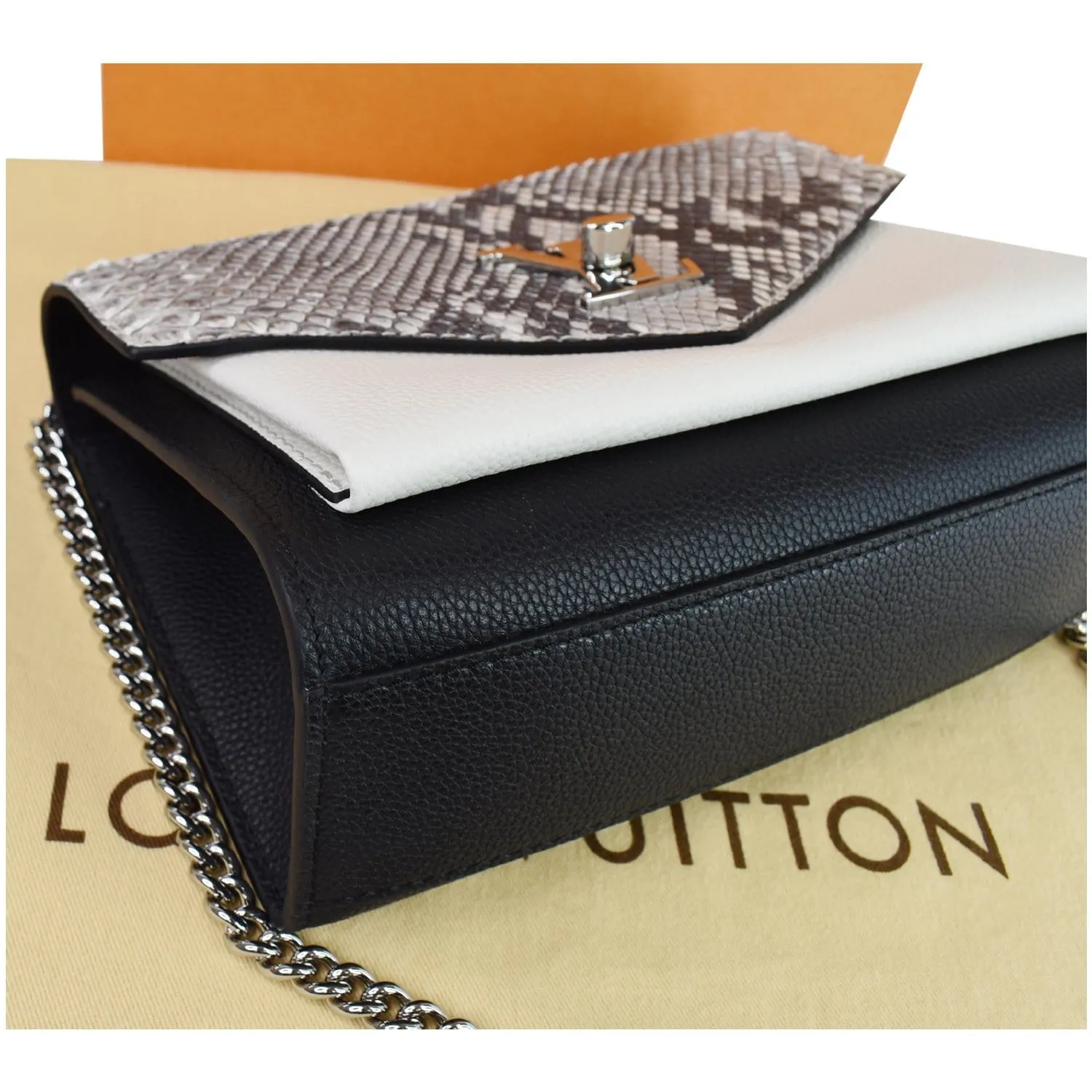 LOUIS VUITTON MyLockme BB Leather Crossbody Bag Black/Creme Beige