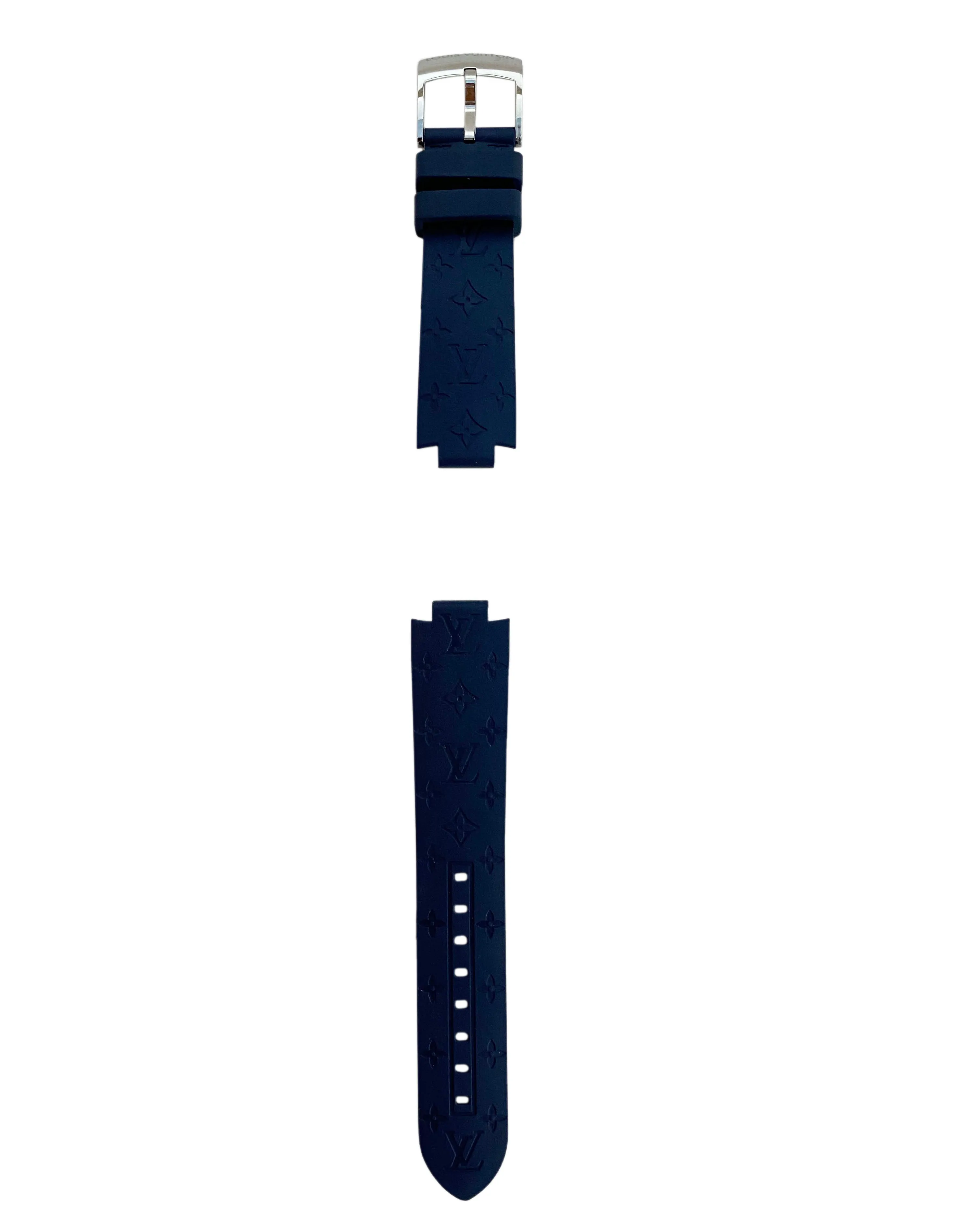 Louis Vuitton Navy Blue Rubber Monogram Tambour Watch Strap