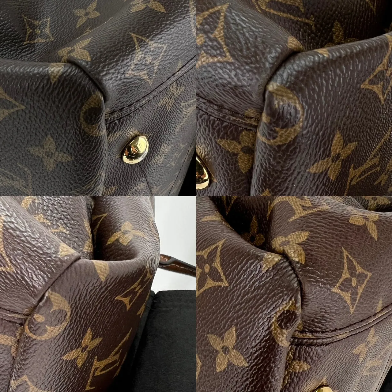 Louis Vuitton PALLAS Monogram canvas calf leather M41064 Black Handbag