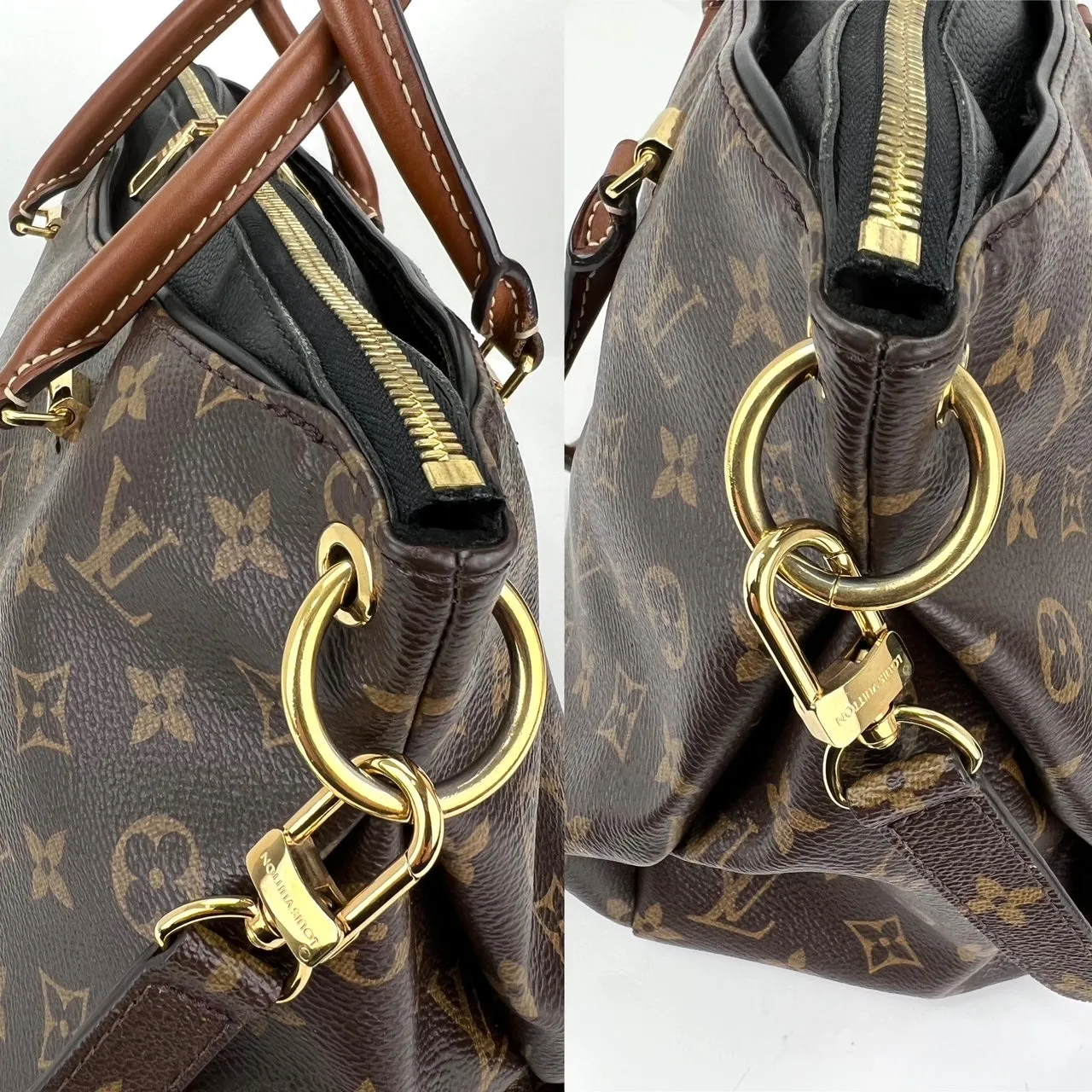 Louis Vuitton PALLAS Monogram canvas calf leather M41064 Black Handbag