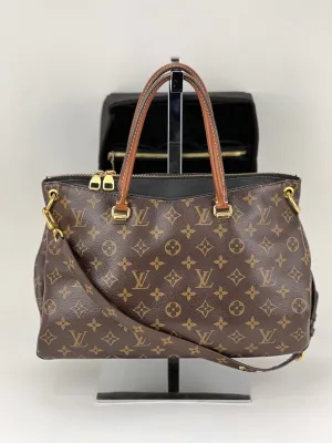 Louis Vuitton PALLAS Monogram canvas calf leather M41064 Black Handbag