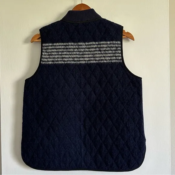 Madewell Blue/White Reversible Vest in Stripe Wool/Quilted Size Small EUC