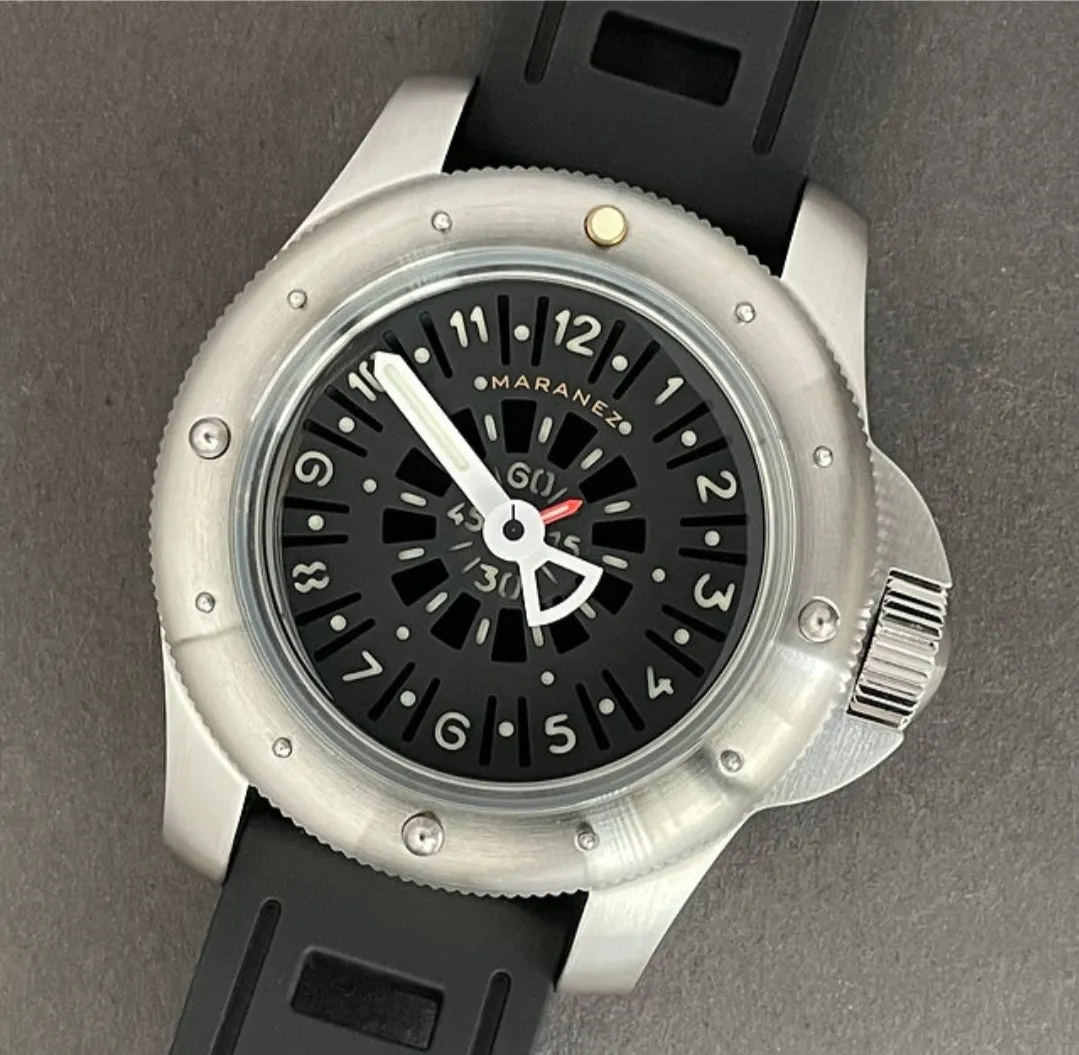 Maranez 49mm Rawai Stainless Steel gauge black Face Watch