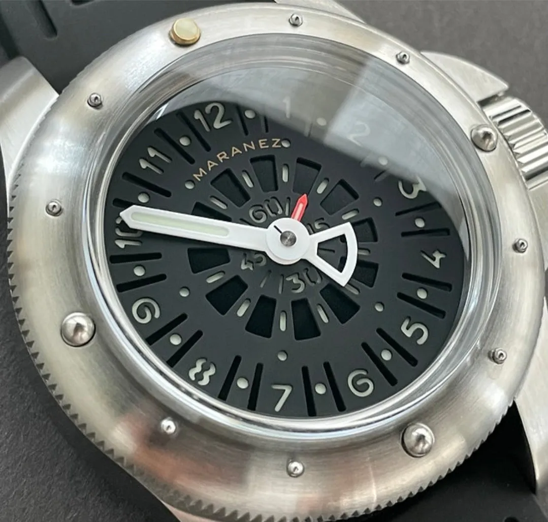Maranez 49mm Rawai Stainless Steel gauge black Face Watch