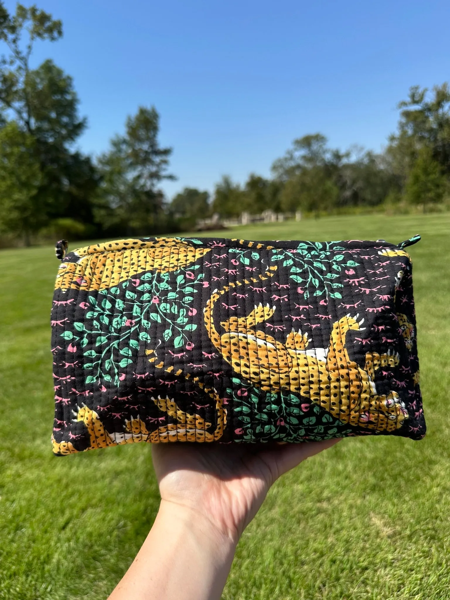 Medium Black Leopard Cosmetic Bag