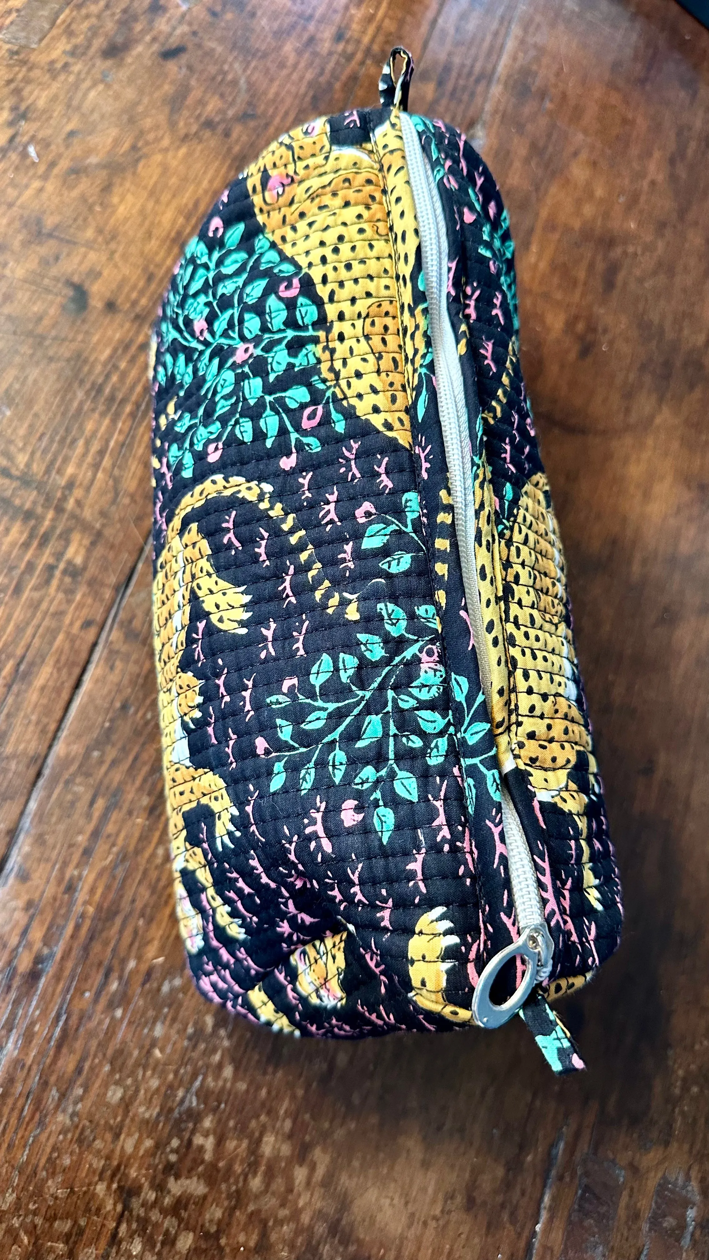 Medium Black Leopard Cosmetic Bag