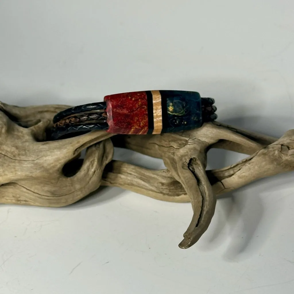 MEDIUM SYMMETRY MIXED MEDIA AND WOOD BRACELET WITH MAGNETIC CLOSURE - NL243