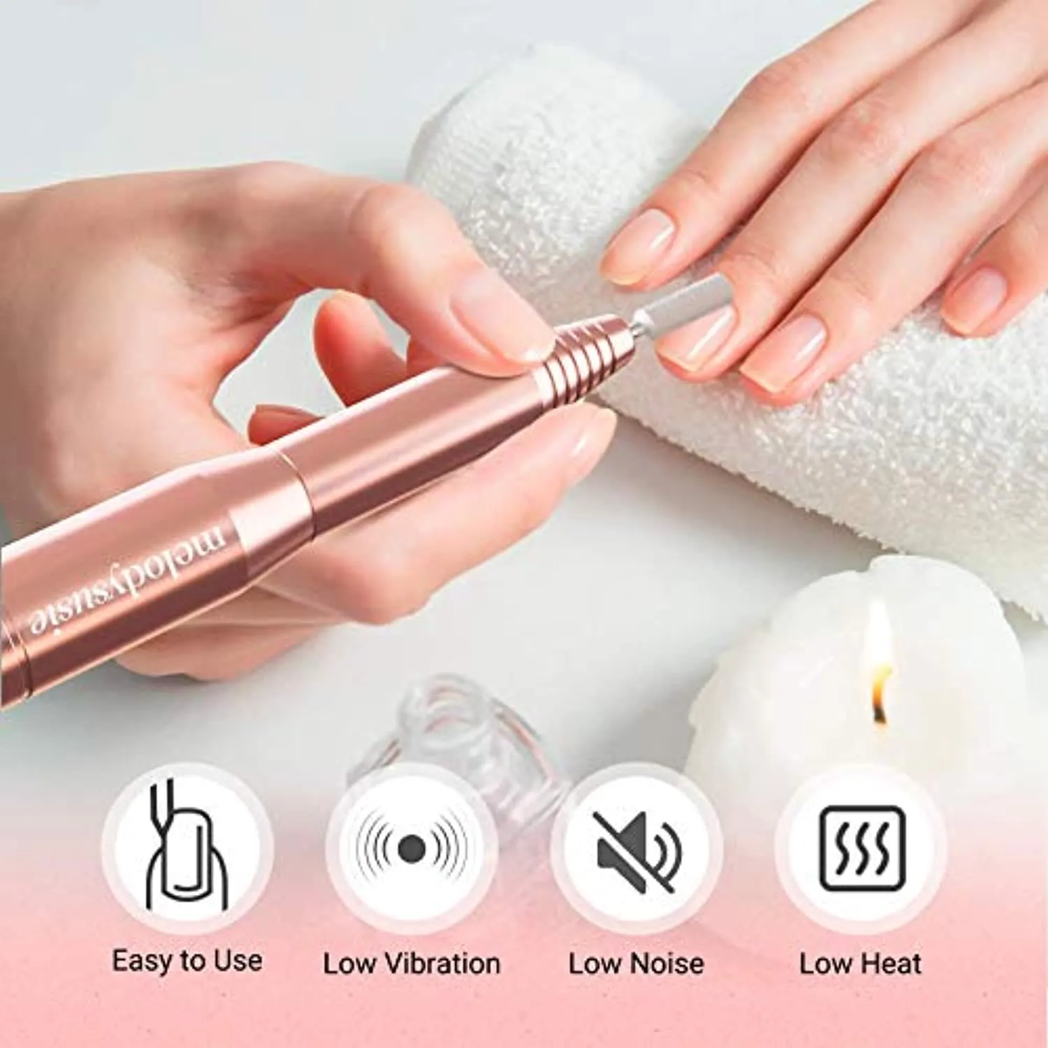 MelodySusie Electric Nail Drill Machine 11 in 1 Kit, Portable Electric Nail File Efile Set for Acrylic Gel Nails, Manicure Pedicure Tool with Nail Drill Bits Sanding Bands Dust Brush, Gold