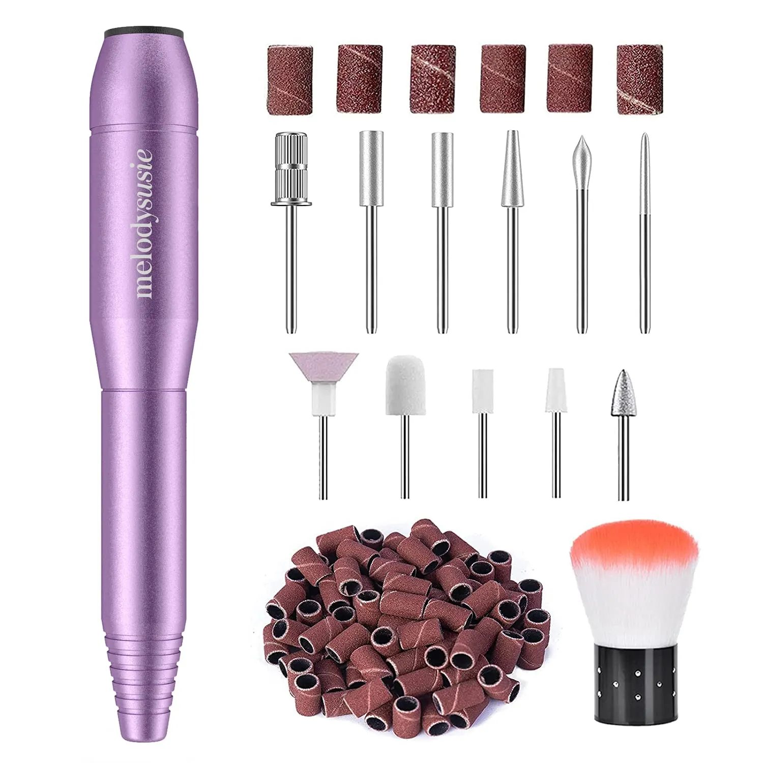 MelodySusie Electric Nail Drill Machine 11 in 1 Kit, Portable Electric Nail File Efile Set for Acrylic Gel Nails, Manicure Pedicure Tool with Nail Drill Bits Sanding Bands Dust Brush, Gold