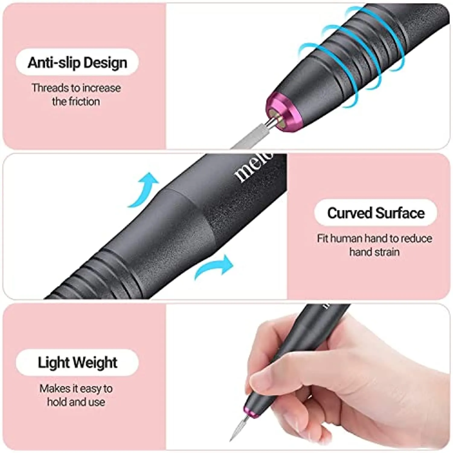 MelodySusie Electric Nail Drill, Portable Electric Nail Drill Machine for Acrylic Gel Nails, Professional Efile E File Manicure Pedicure Polishing Shape Tools for Home Salon Use, Grey