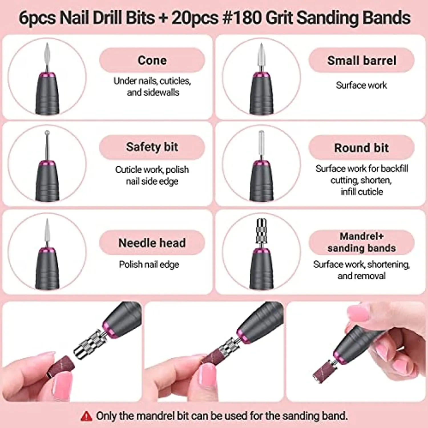 MelodySusie Electric Nail Drill, Portable Electric Nail Drill Machine for Acrylic Gel Nails, Professional Efile E File Manicure Pedicure Polishing Shape Tools for Home Salon Use, Grey