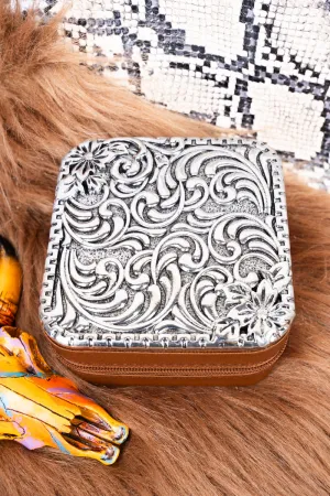 Metal Savannah Scroll Brown Small Travel Jewelry Box