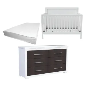 Moderna convertible crib, barton 6 drawer chest, boobeyeh mattress