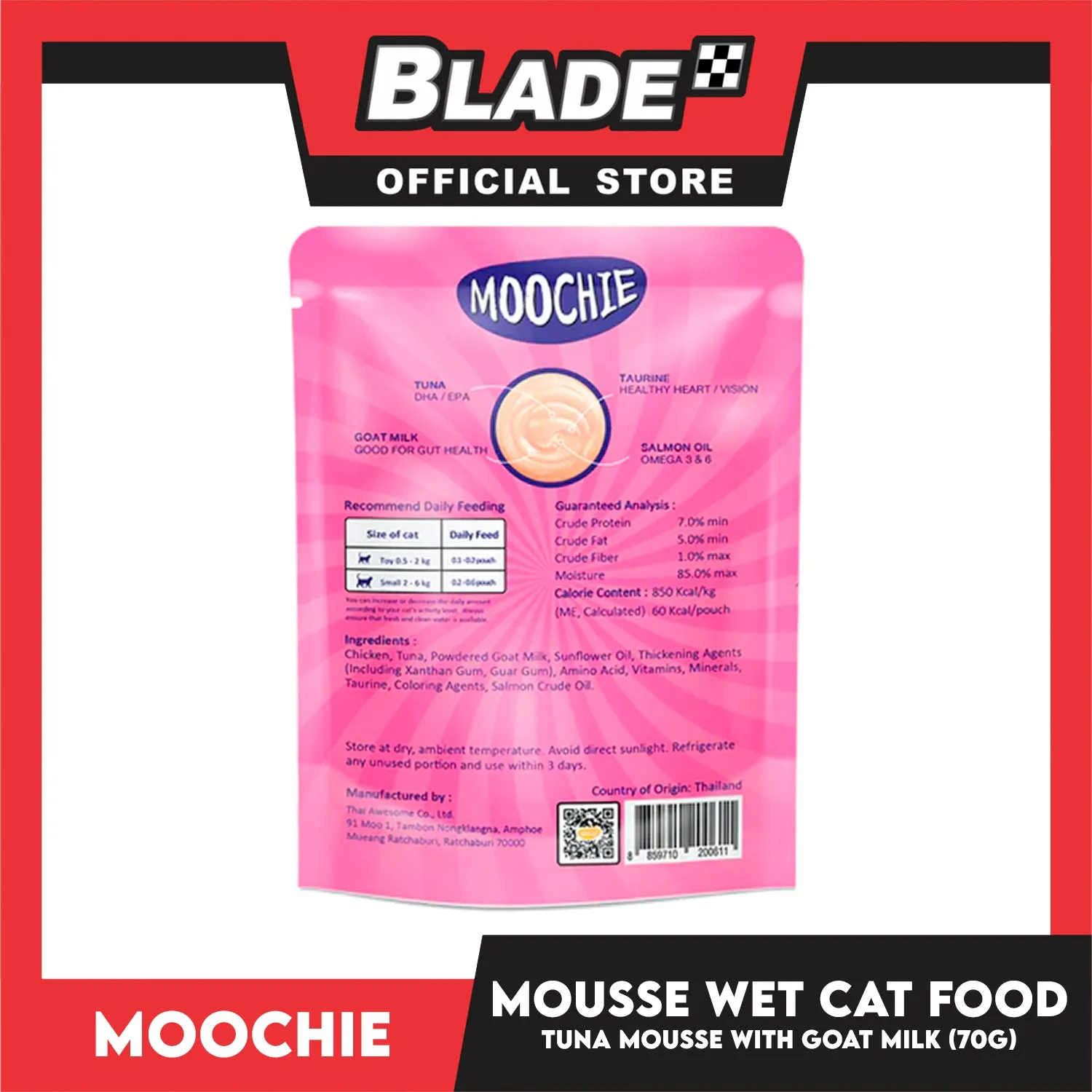 Moochie Mousse Cat Wet Food Cat Treat (Tuna Mousse with Goat Milk) 70g