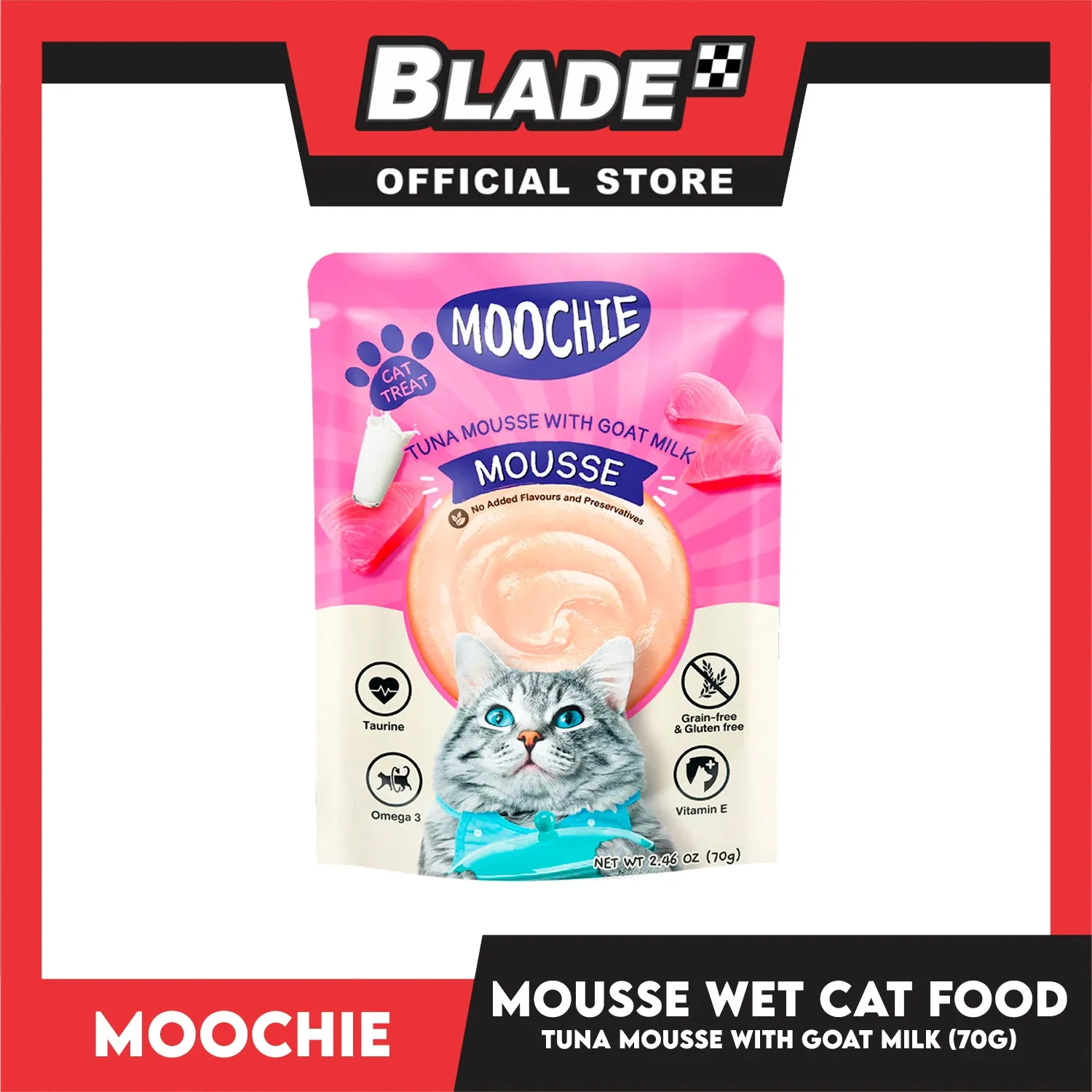 Moochie Mousse Cat Wet Food Cat Treat (Tuna Mousse with Goat Milk) 70g
