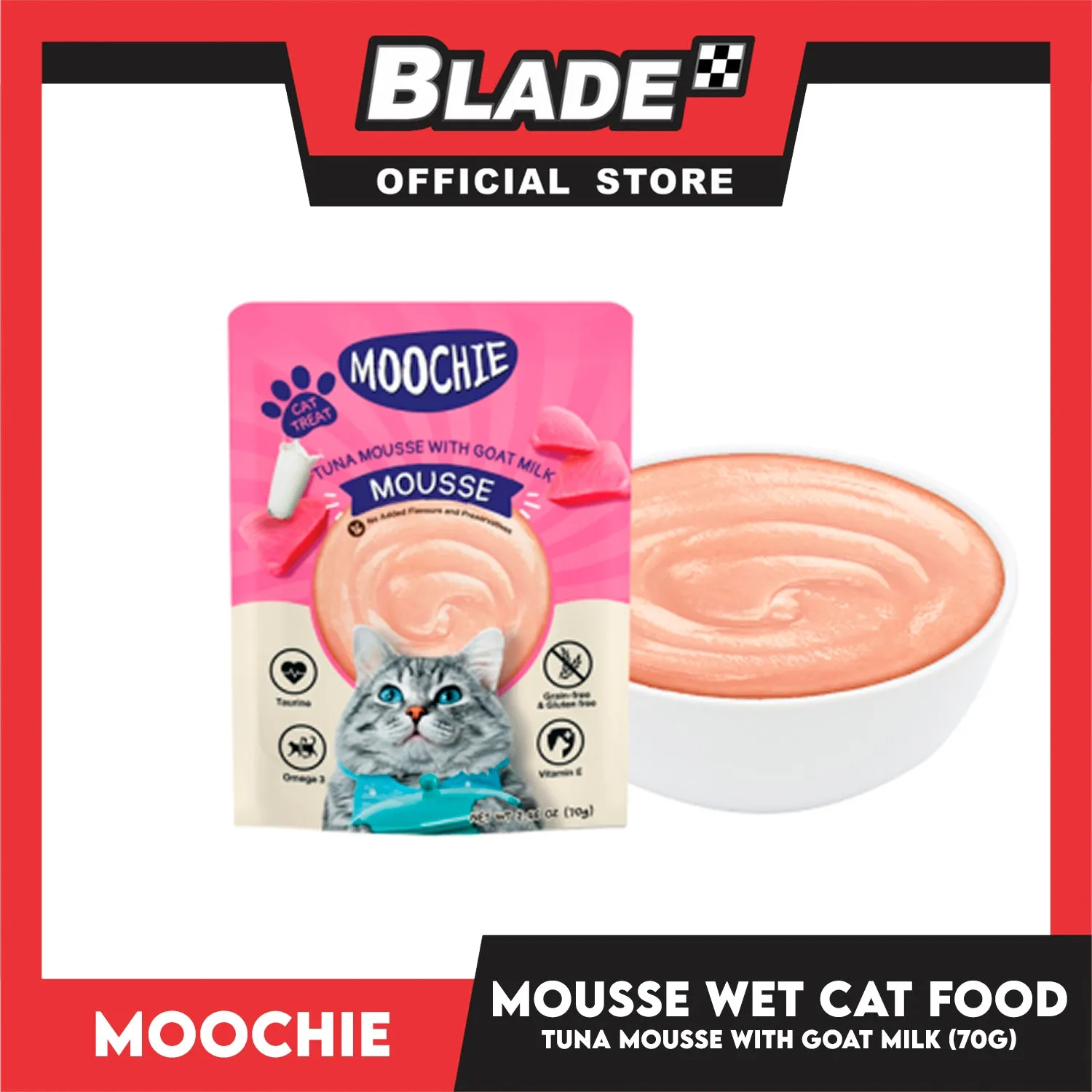Moochie Mousse Cat Wet Food Cat Treat (Tuna Mousse with Goat Milk) 70g