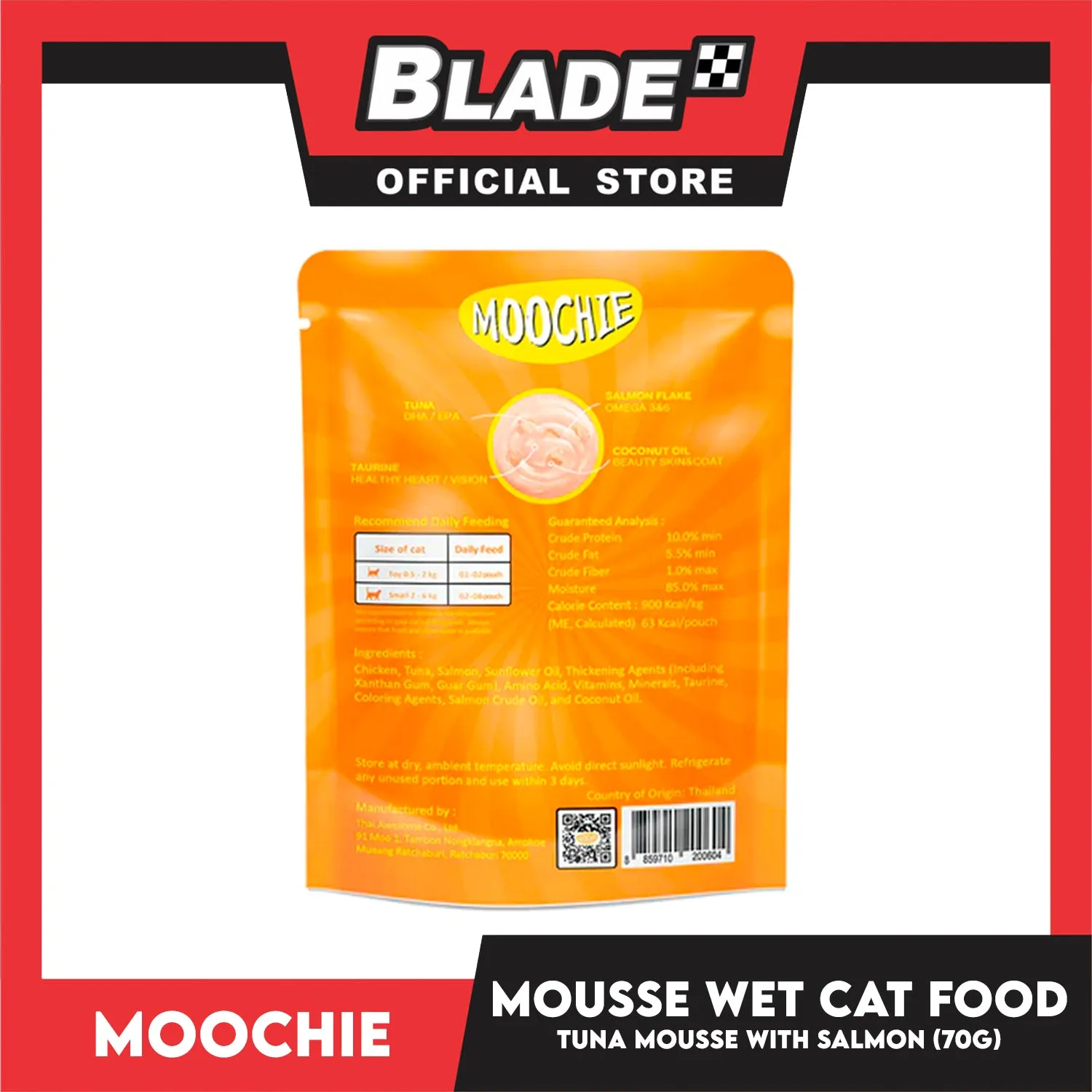 Moochie Mousse Cat Wet Food Cat Treat (Tuna Mousse with Salmon) 70g