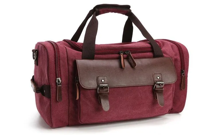 Multifunctional Outdoor Canvas Solid Travellers Wine Red Bags