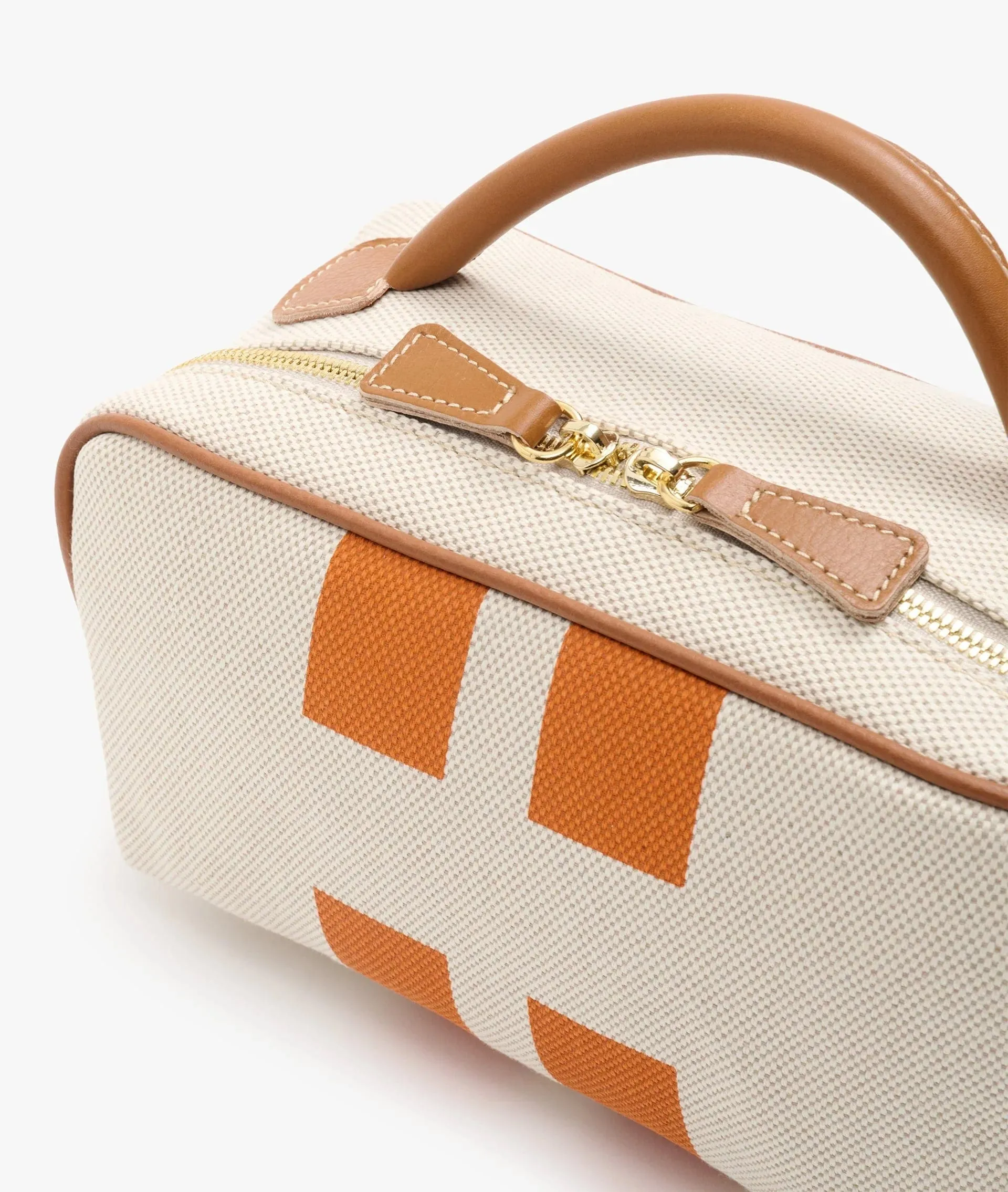 My Style Bags Berkeley Cosmetic Bag Natural With Orange Stripes