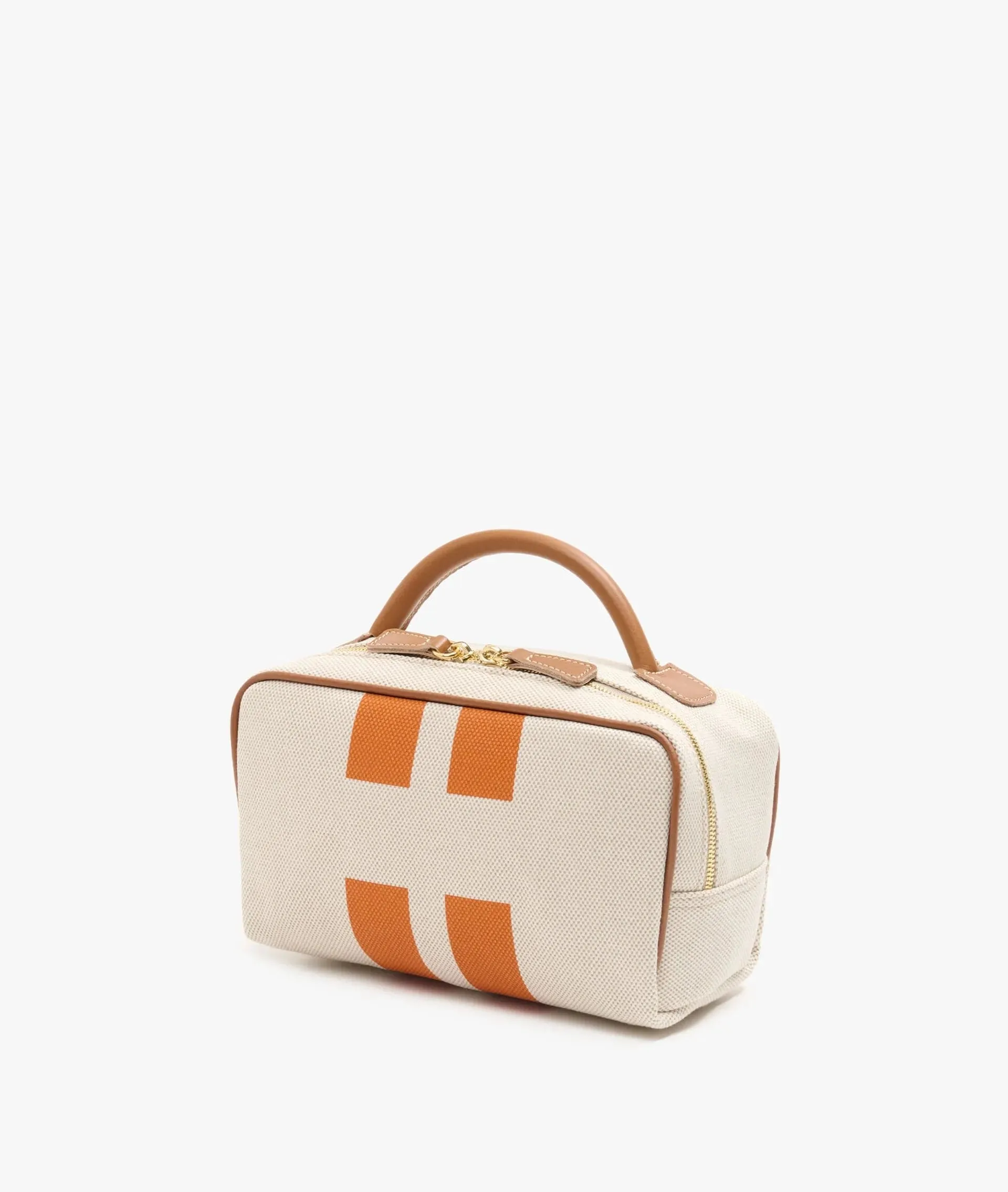 My Style Bags Berkeley Cosmetic Bag Natural With Orange Stripes