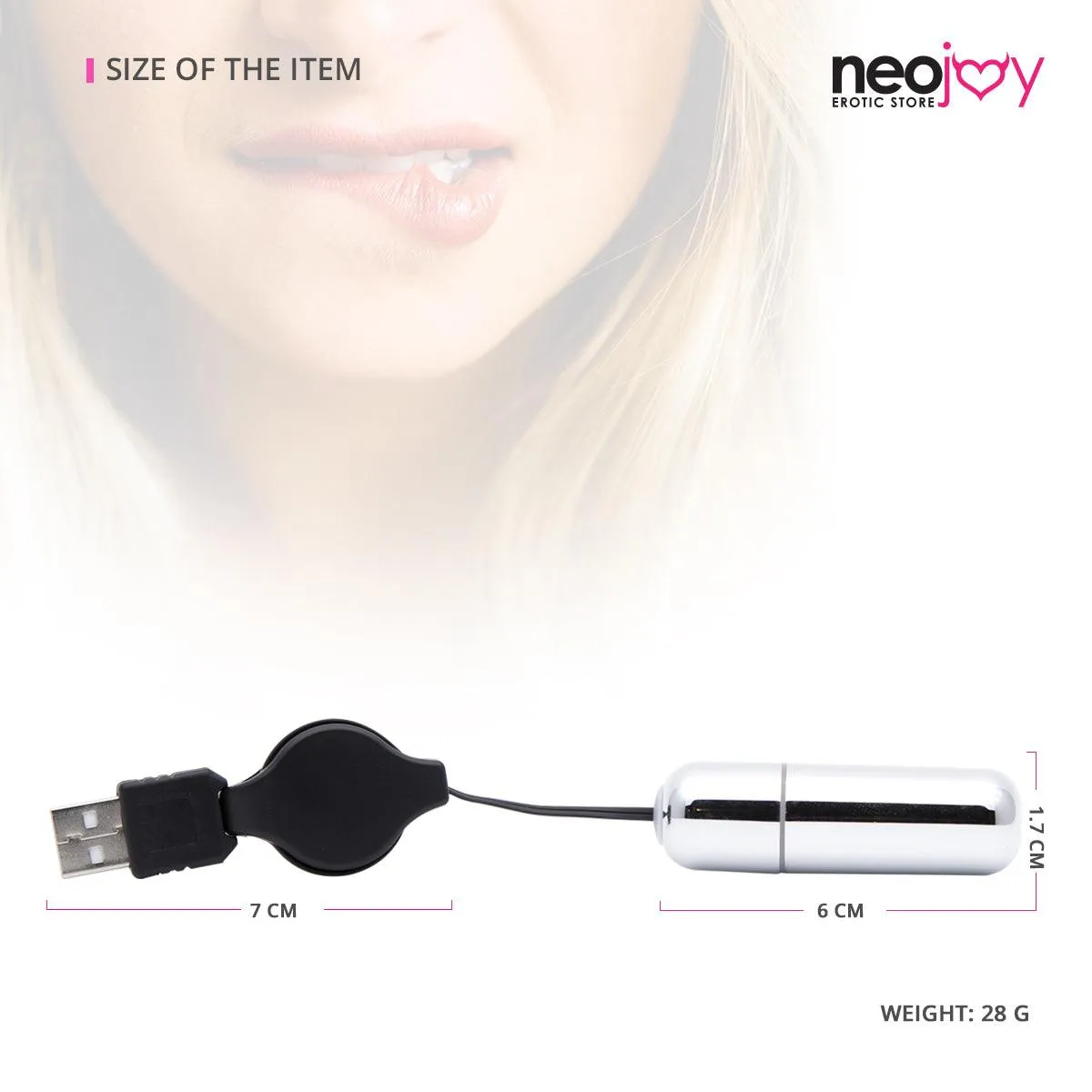 Neojoy Controlled Bullet - USB Plug Bullet Vibrator - Clitoral Anal Vaginal Toy
