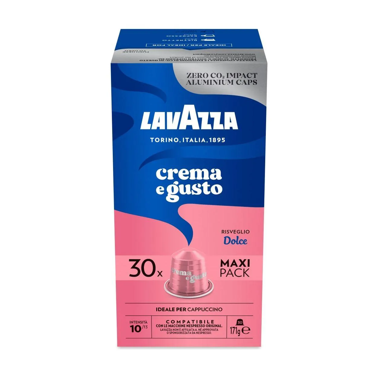 Nespresso Compatible Lavazza Crema e Gusto Dolce 30 Coffee Capsules