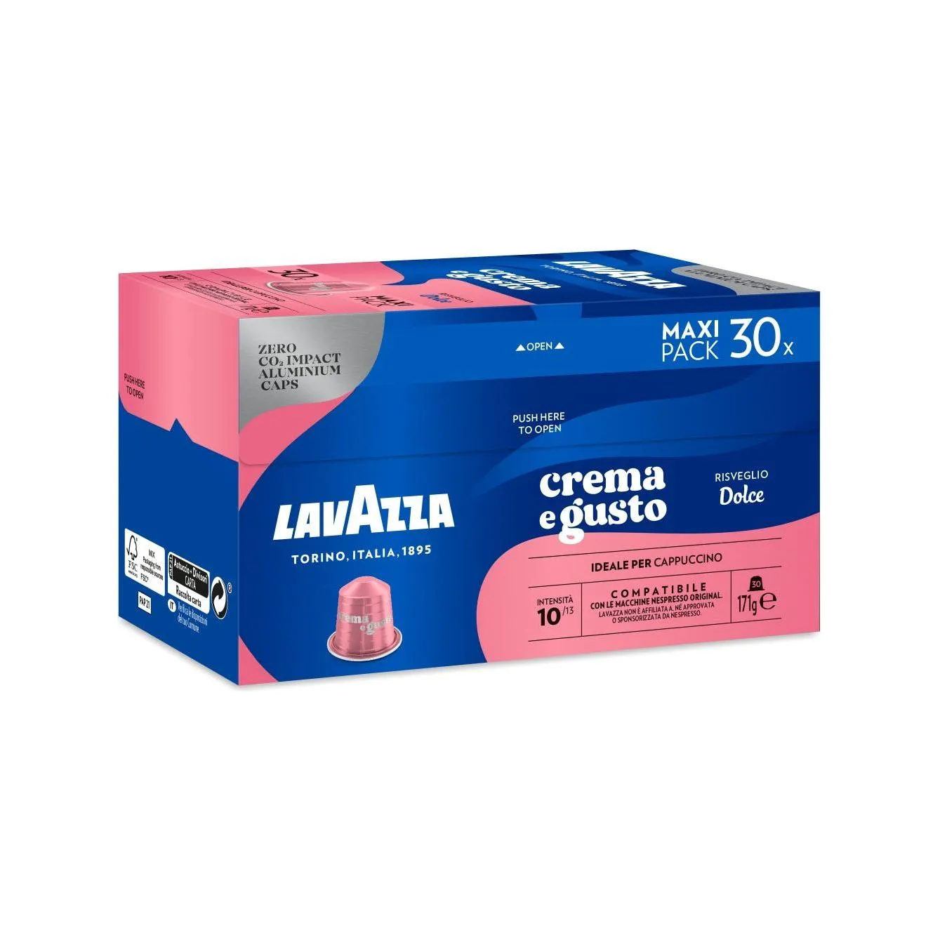 Nespresso Compatible Lavazza Crema e Gusto Dolce 30 Coffee Capsules