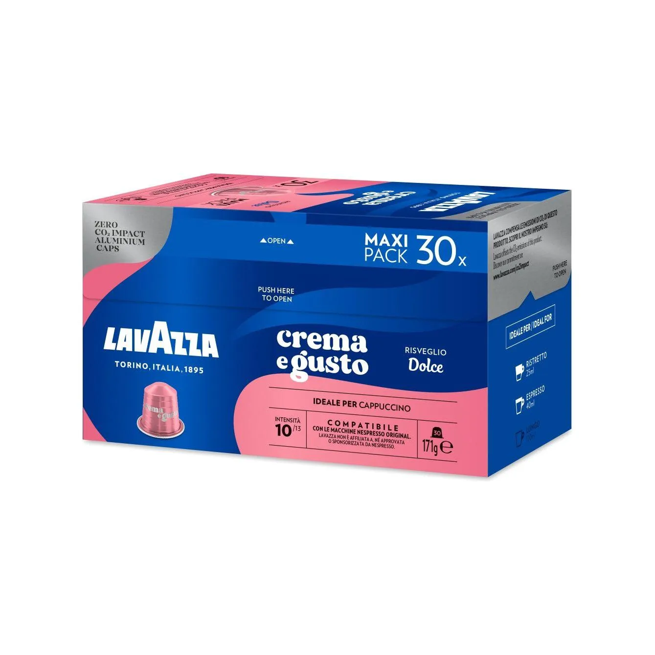 Nespresso Compatible Lavazza Crema e Gusto Dolce 30 Coffee Capsules