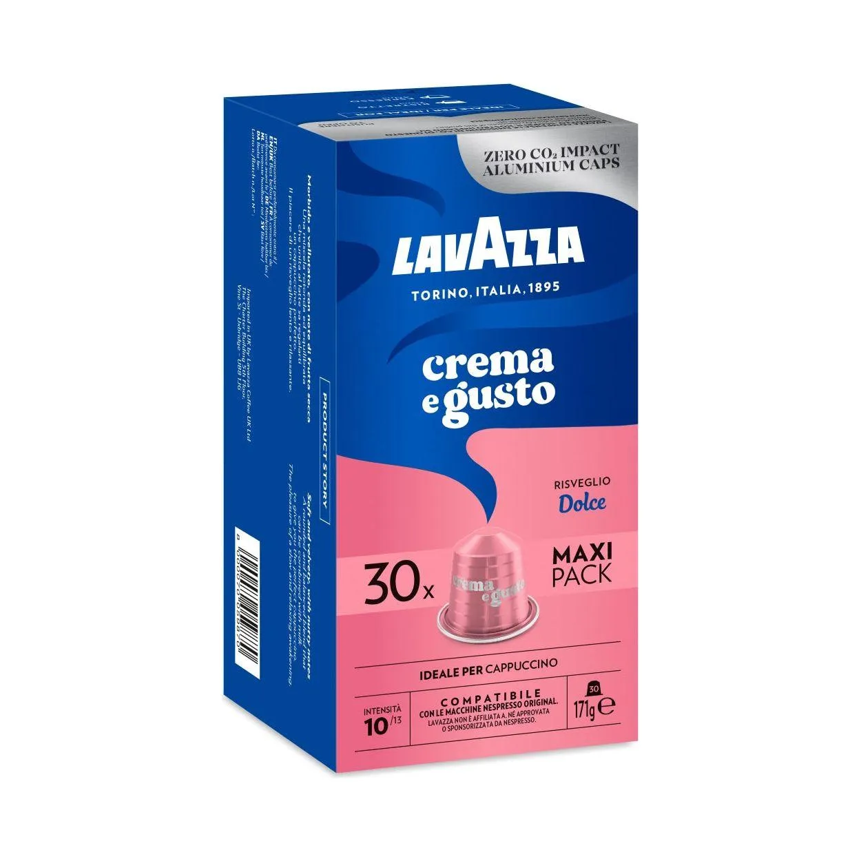 Nespresso Compatible Lavazza Crema e Gusto Dolce 30 Coffee Capsules