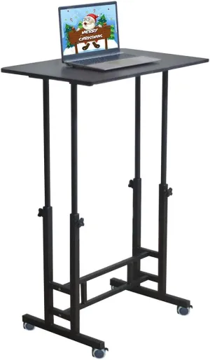 New in box! Akway Computer Desk Standing Desk with Wheels 31.5 x 19.6 inches Height Adjustable Desk Sit Stand Desk Rolling Cart, Black ZLD-80-HHT-CA