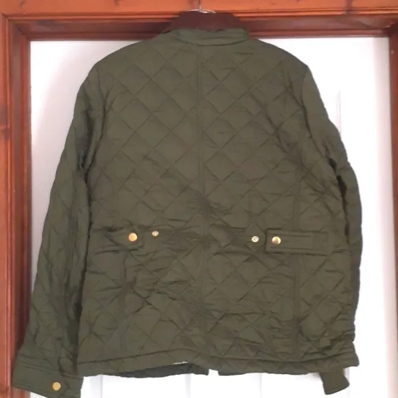 NEW J. Crew Quilted Barn Jacket Moss Green Size M!